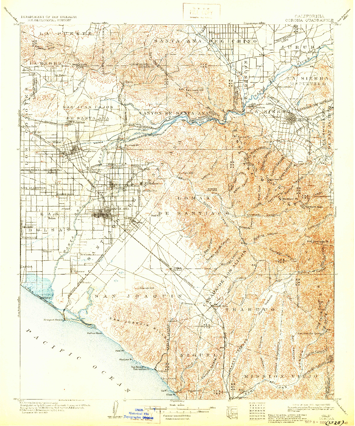 USGS 1:125000-SCALE QUADRANGLE FOR CORONA, CA 1902
