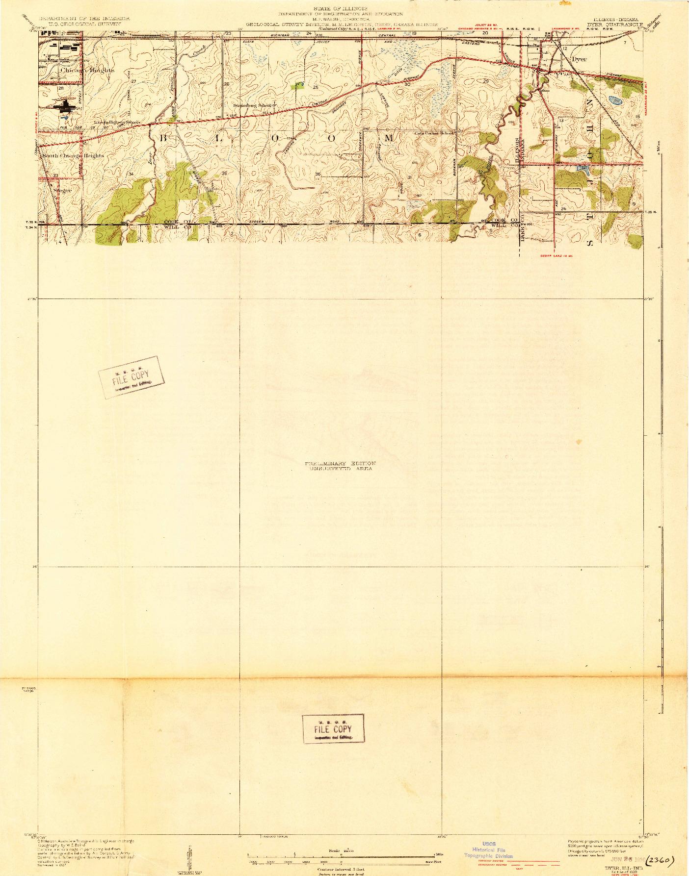 USGS 1:24000-SCALE QUADRANGLE FOR DYER, IL 1930
