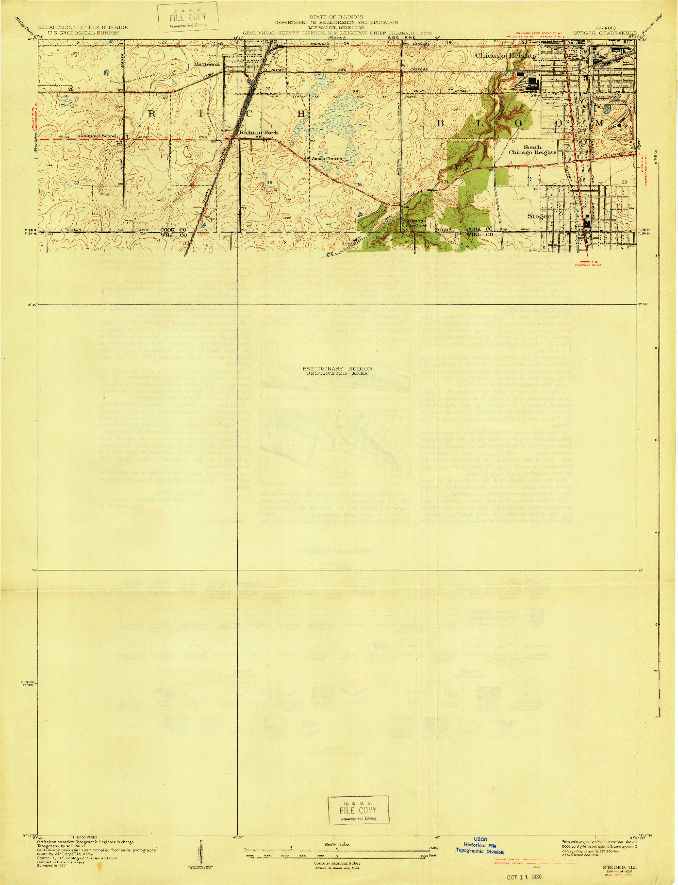 USGS 1:24000-SCALE QUADRANGLE FOR STEGER, IL 1930