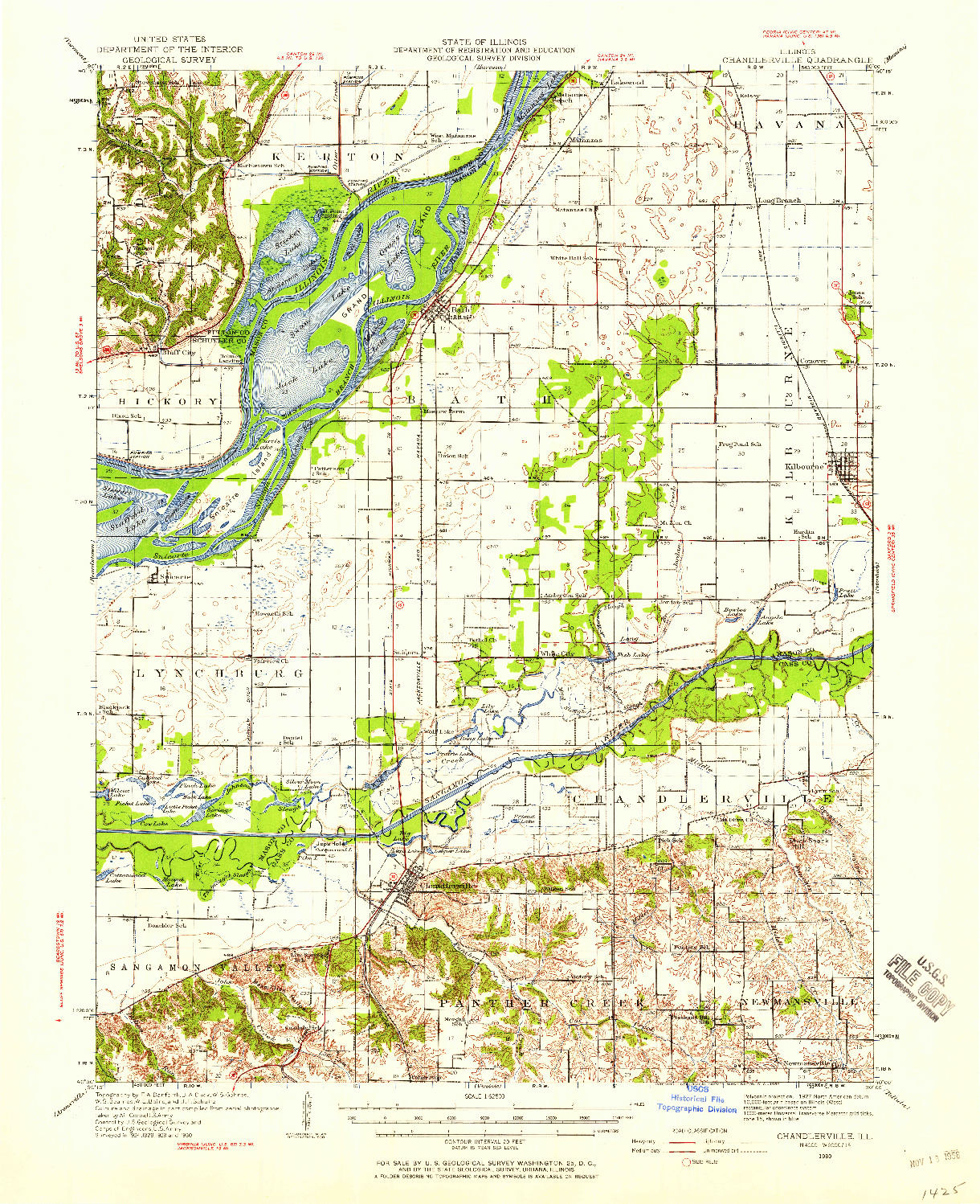 USGS 1:62500-SCALE QUADRANGLE FOR CHANDLERVILLE, IL 1930