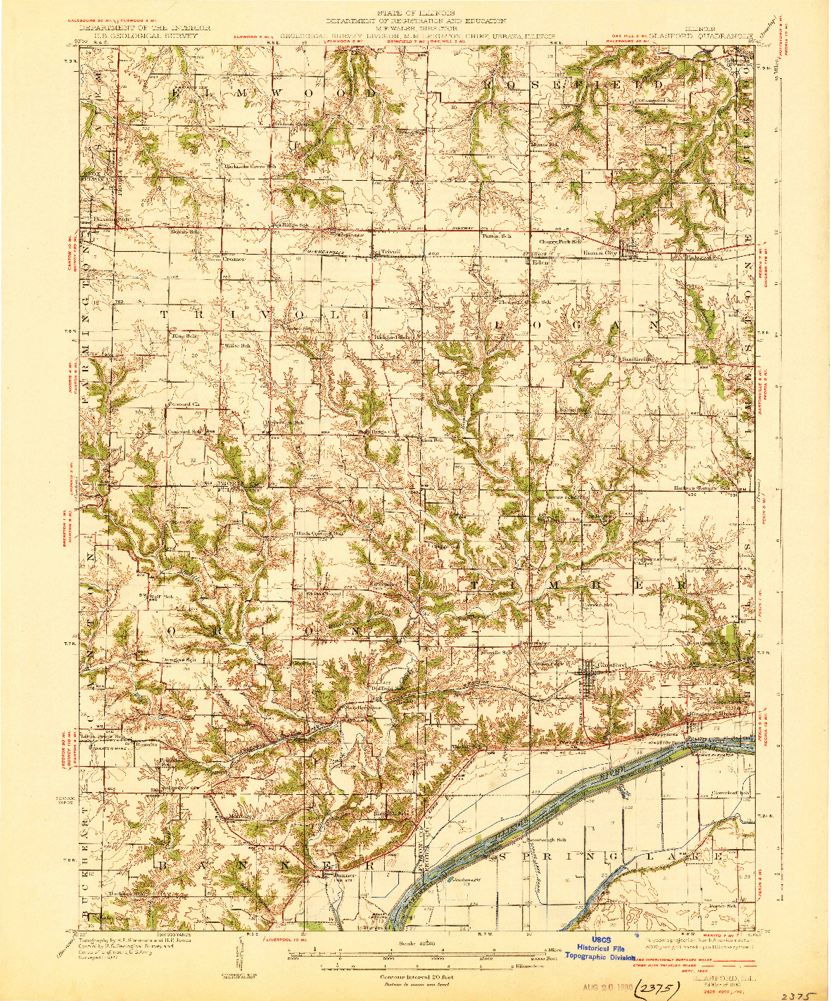 USGS 1:62500-SCALE QUADRANGLE FOR GLASFORD, IL 1930