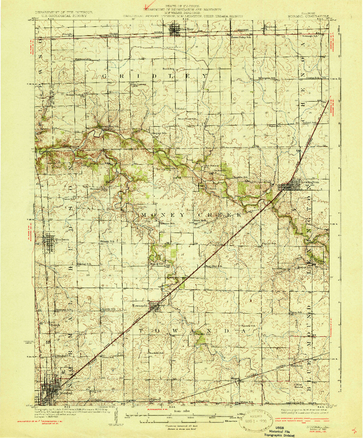 USGS 1:62500-SCALE QUADRANGLE FOR NORMAL, IL 1930