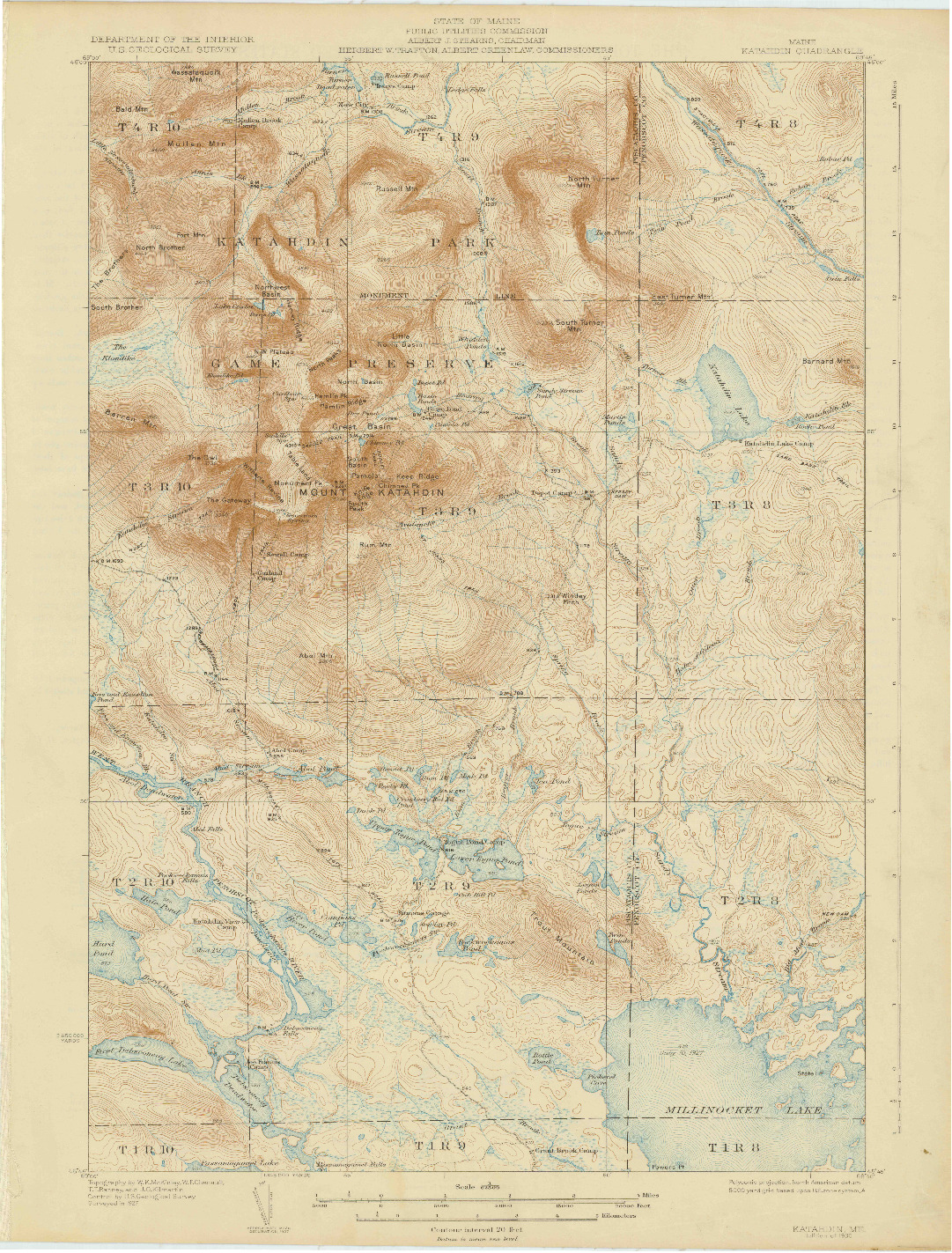 USGS 1:62500-SCALE QUADRANGLE FOR KATAHDIN, ME 1930