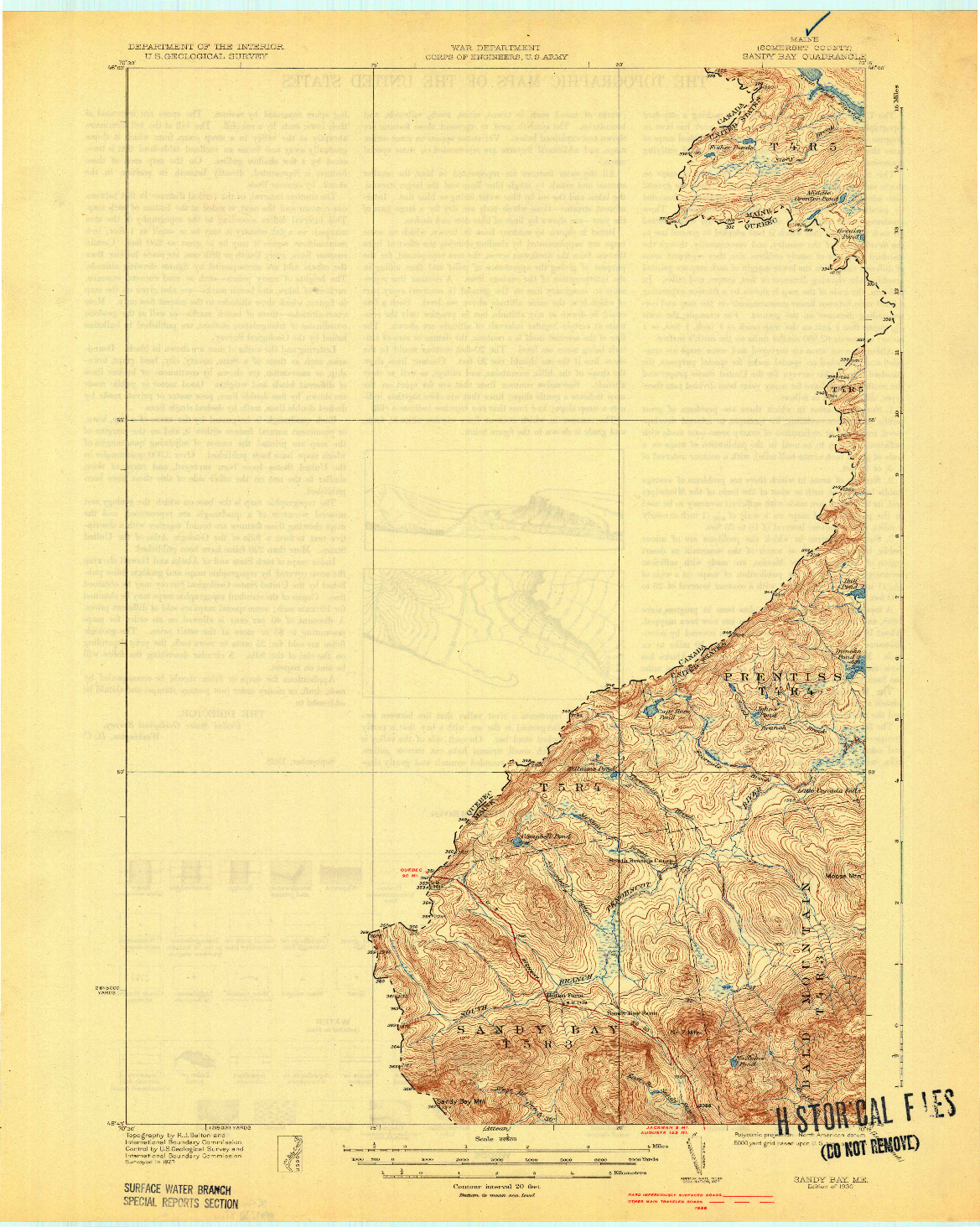 USGS 1:62500-SCALE QUADRANGLE FOR SANDY BAY, ME 1930