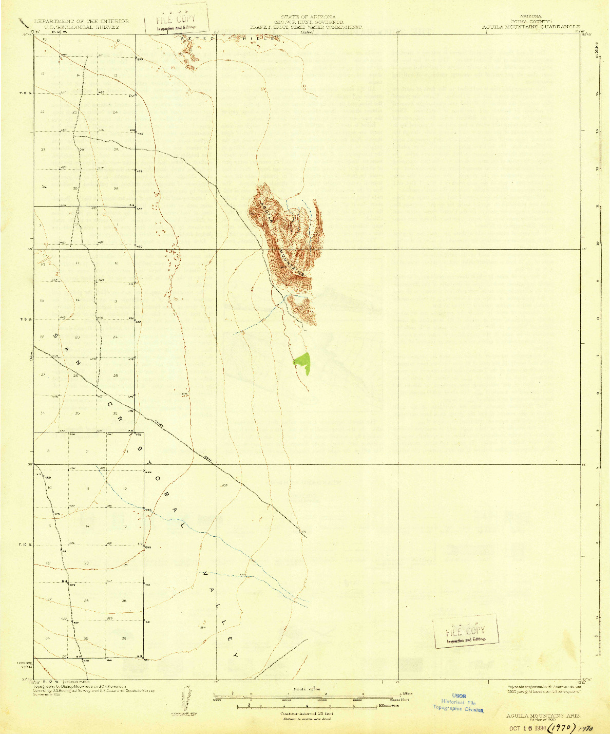 USGS 1:62500-SCALE QUADRANGLE FOR AGUILA MOUNTAINS, AZ 1930