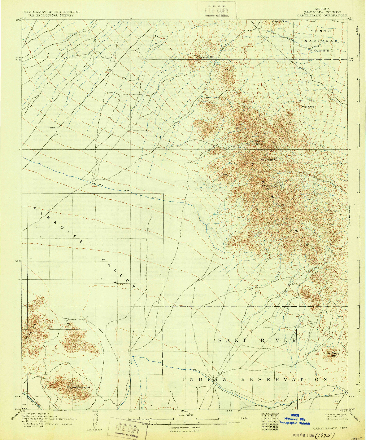 USGS 1:62500-SCALE QUADRANGLE FOR CAMELSBACK, AZ 1906