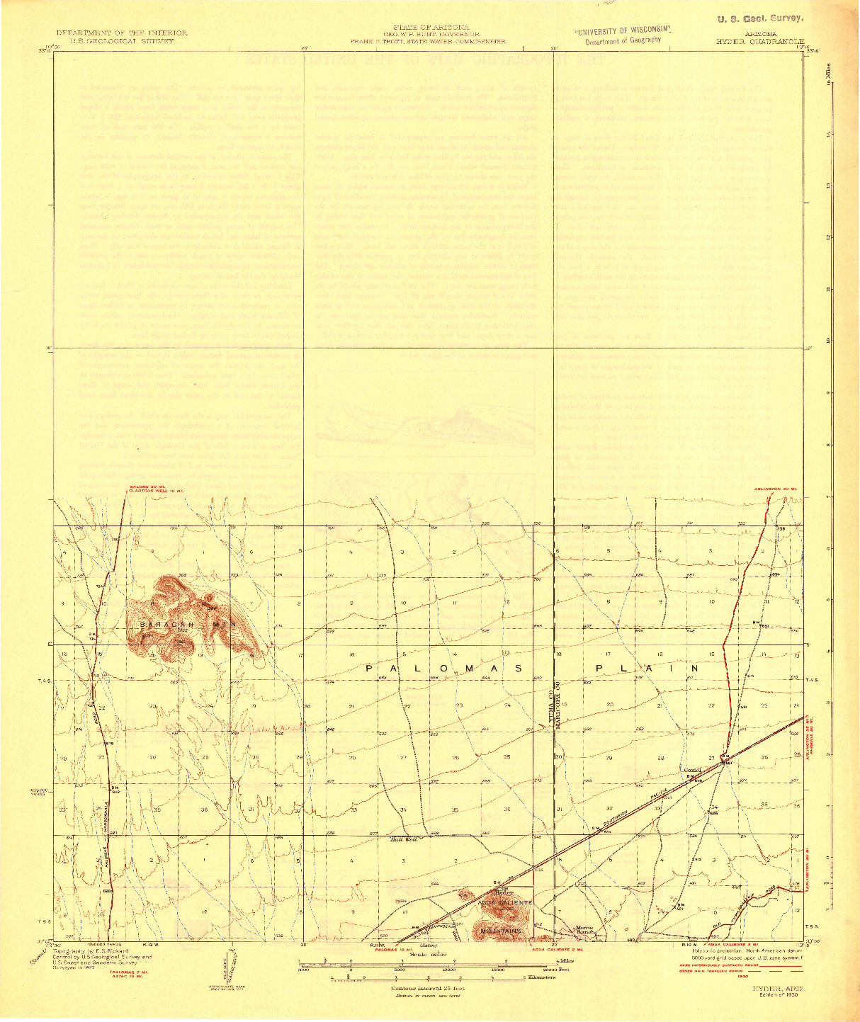 USGS 1:62500-SCALE QUADRANGLE FOR HYDER, AZ 1930