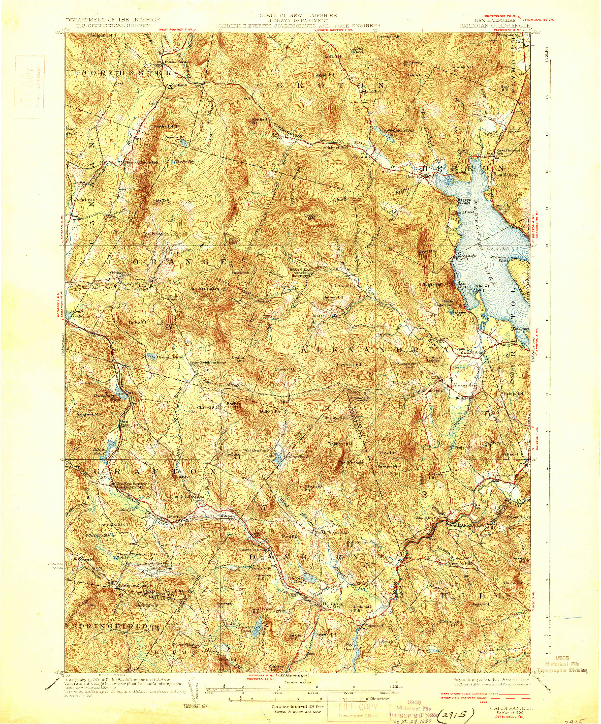 USGS 1:62500-SCALE QUADRANGLE FOR CARDIGAN, NH 1930