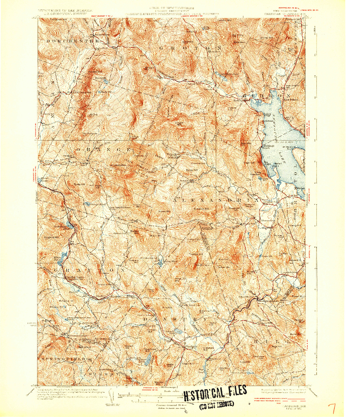 USGS 1:62500-SCALE QUADRANGLE FOR CARDIGAN, NH 1930