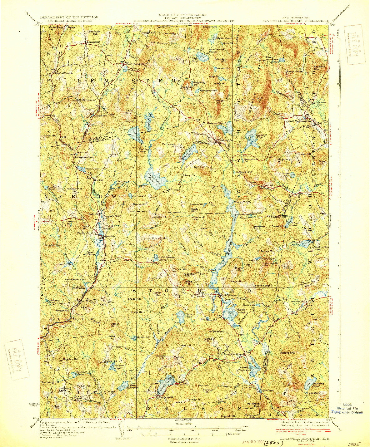 USGS 1:62500-SCALE QUADRANGLE FOR LOVEWELL MOUNTAIN, NH 1930