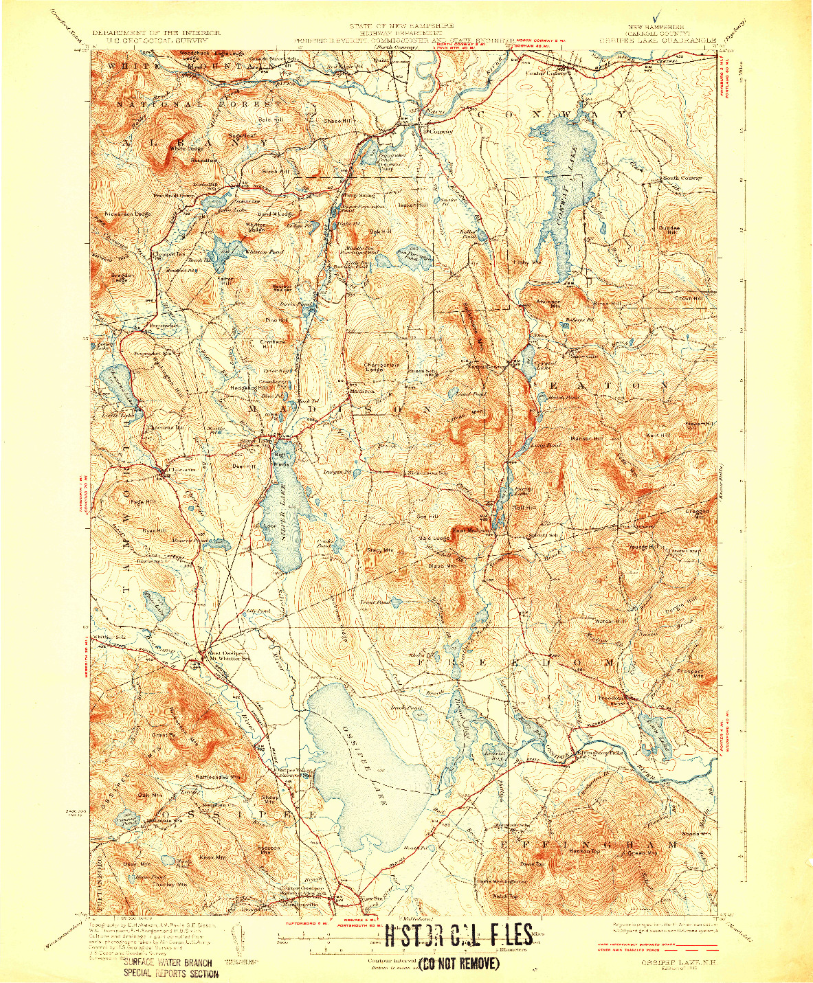 USGS 1:62500-SCALE QUADRANGLE FOR OSSIPEE LAKE, NH 1930