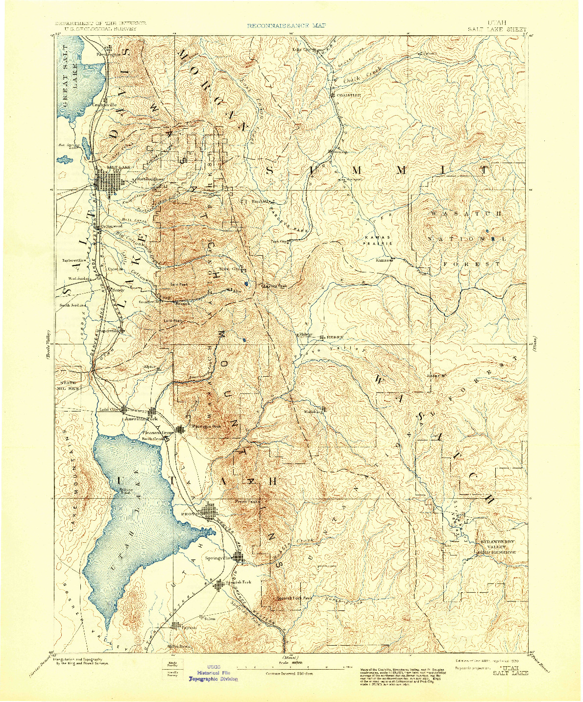 USGS 1:250000-SCALE QUADRANGLE FOR SALT LAKE, UT 1885