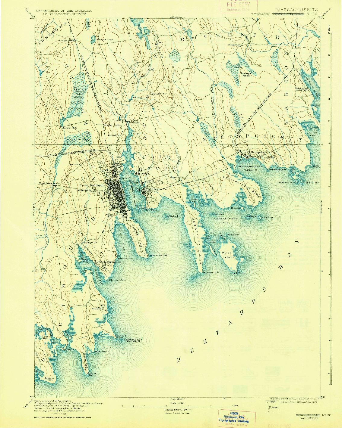 USGS 1:62500-SCALE QUADRANGLE FOR FAIRHAVEN, MA 1893