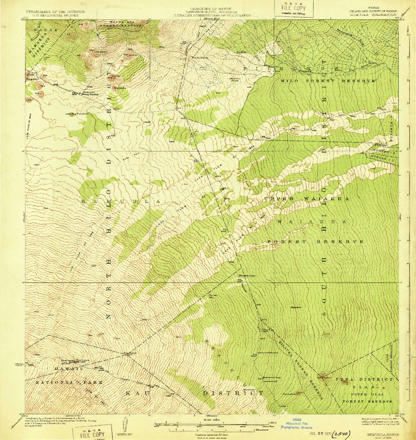 USGS 1:62500-SCALE QUADRANGLE FOR HUMUULA, HI 1930