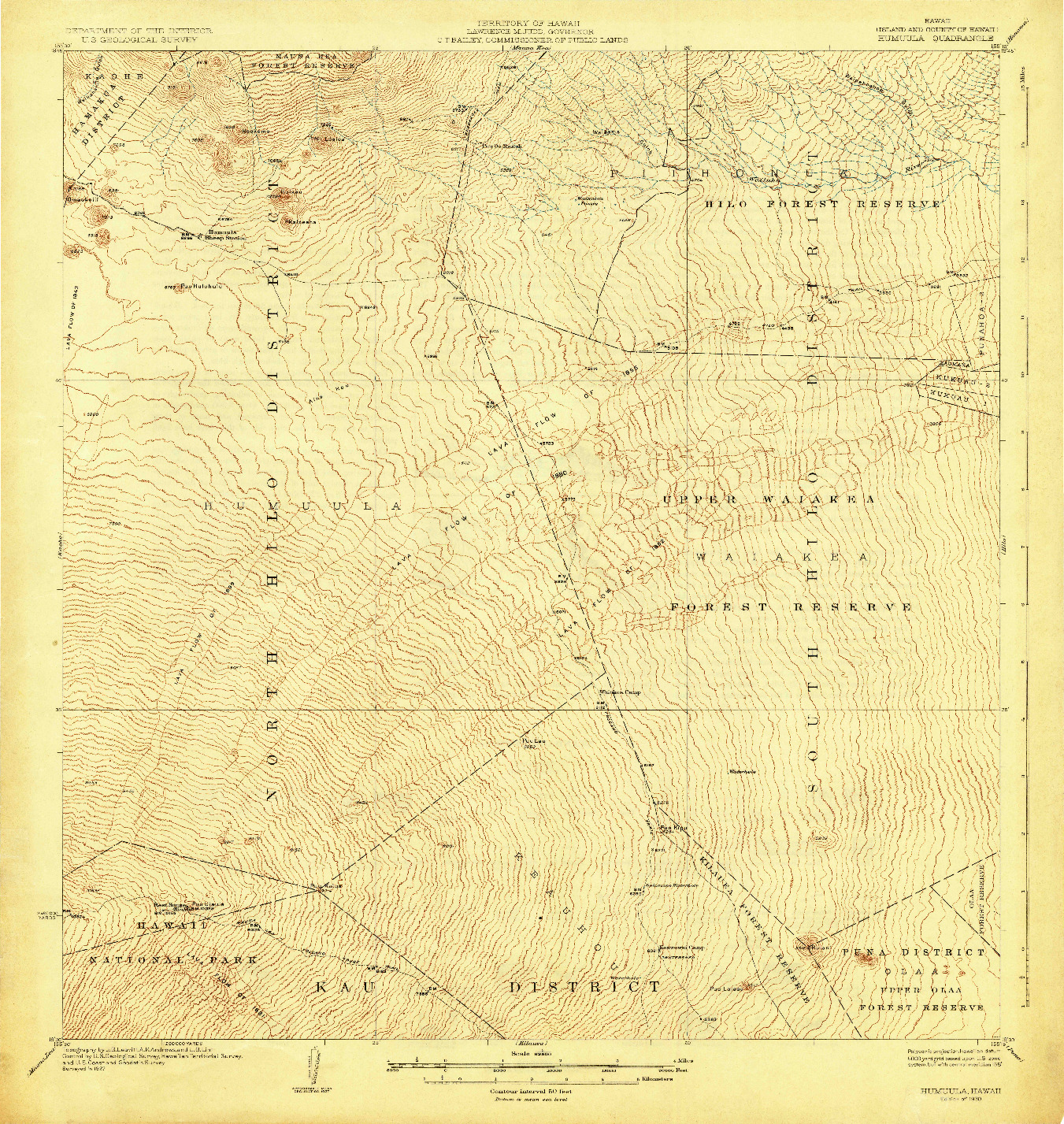 USGS 1:62500-SCALE QUADRANGLE FOR HUMUULA, HI 1930