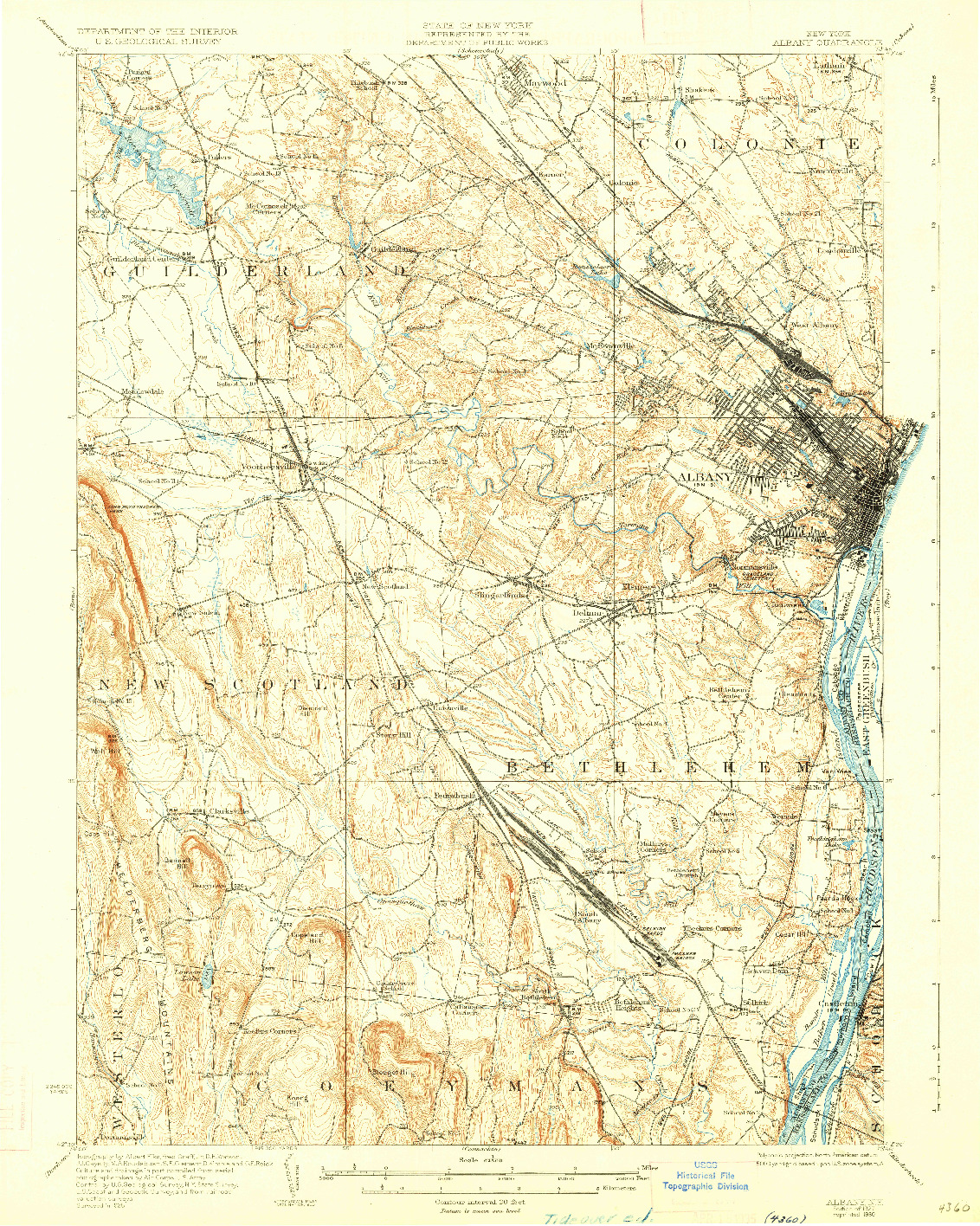 USGS 1:62500-SCALE QUADRANGLE FOR ALBANY, NY 1927
