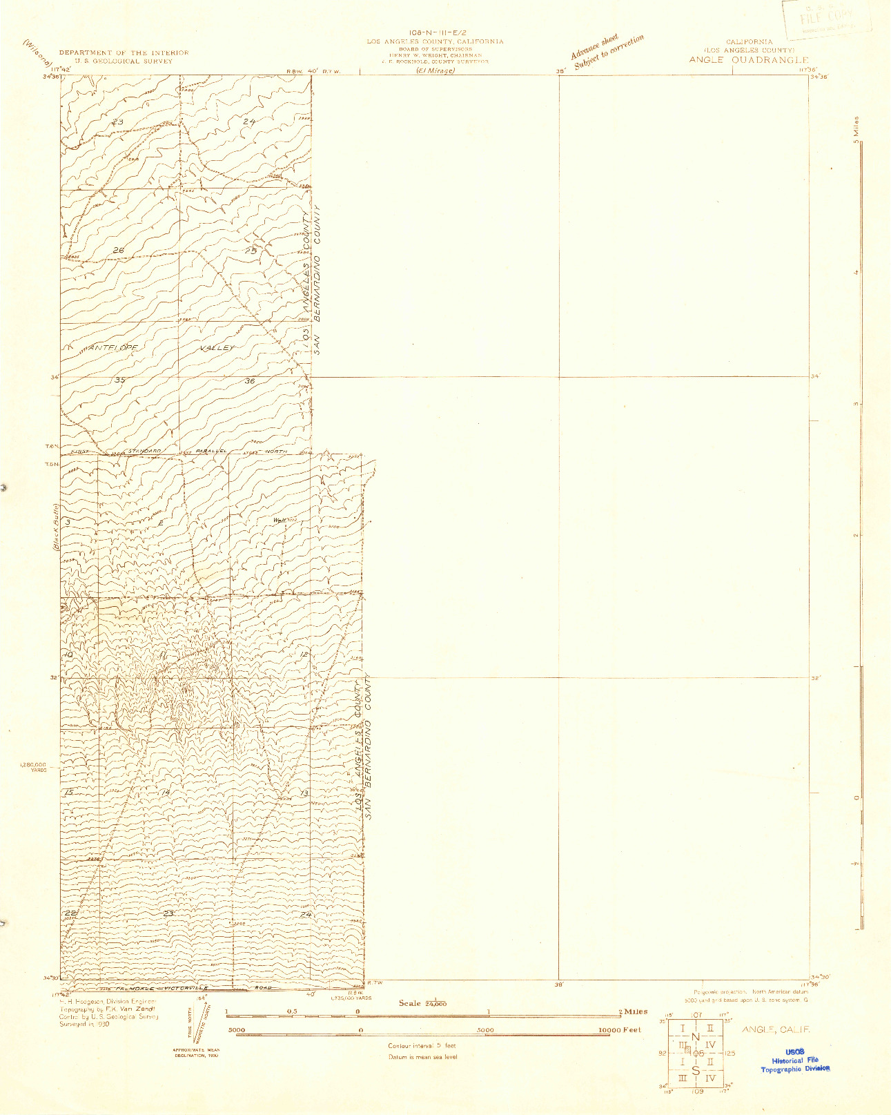 USGS 1:24000-SCALE QUADRANGLE FOR ANGLE, CA 1930