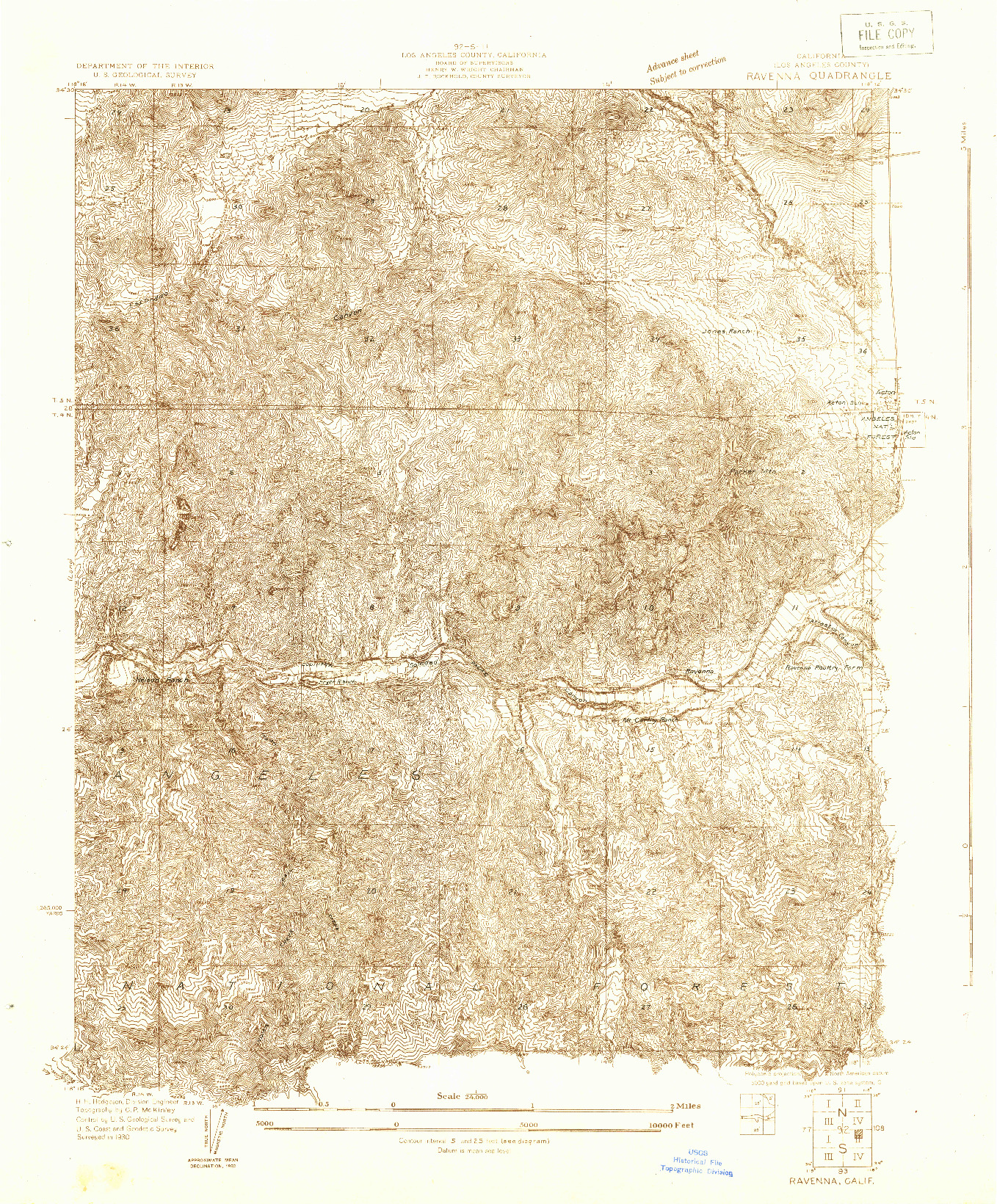 USGS 1:24000-SCALE QUADRANGLE FOR RAVENNA, CA 1930