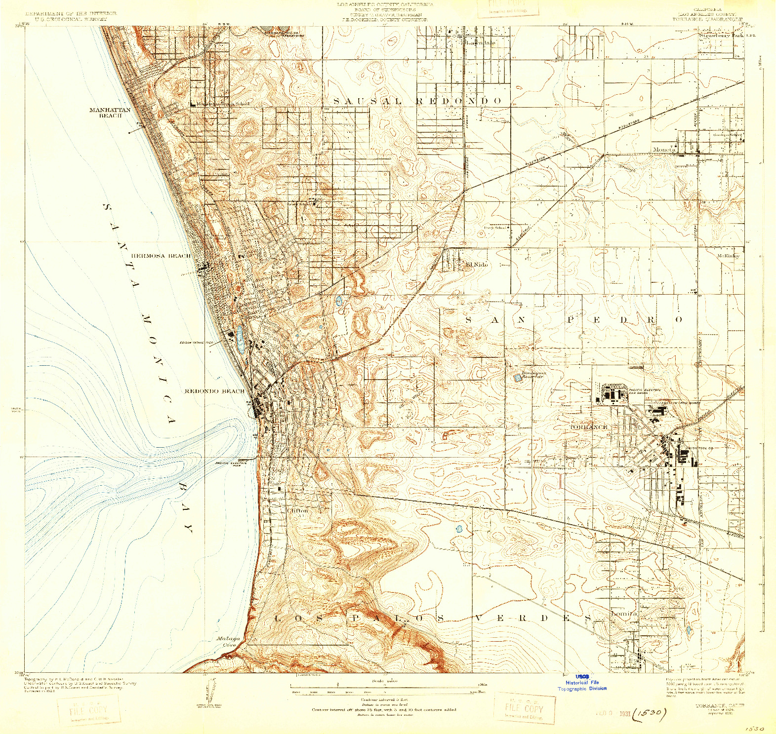 USGS 1:24000-SCALE QUADRANGLE FOR TORRANCE, CA 1924