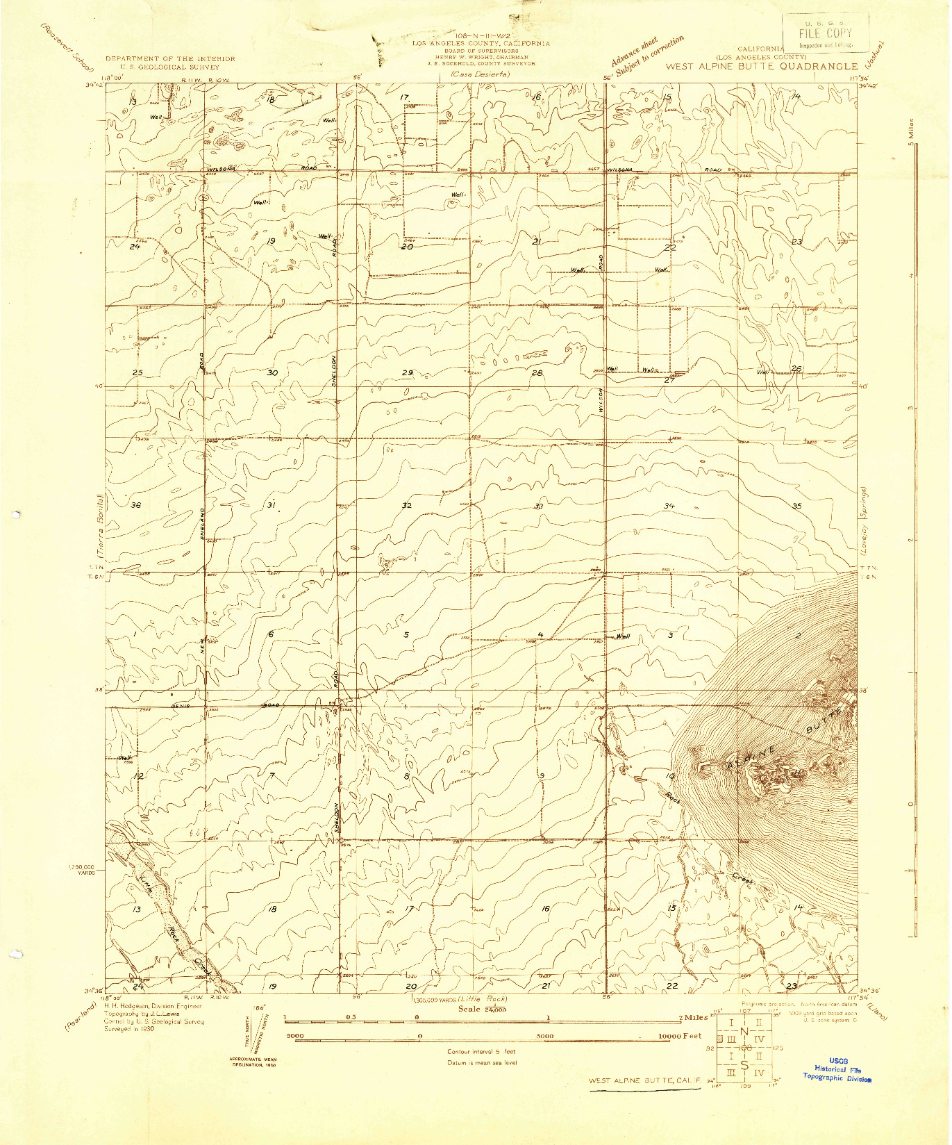 USGS 1:24000-SCALE QUADRANGLE FOR WEST ALPINE BUTTE, CA 1930