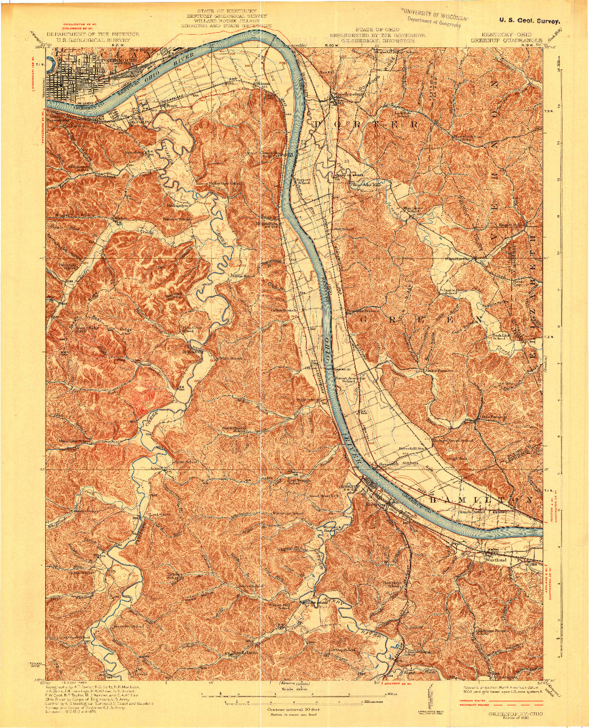 USGS 1:62500-SCALE QUADRANGLE FOR GREENUP, KY 1930
