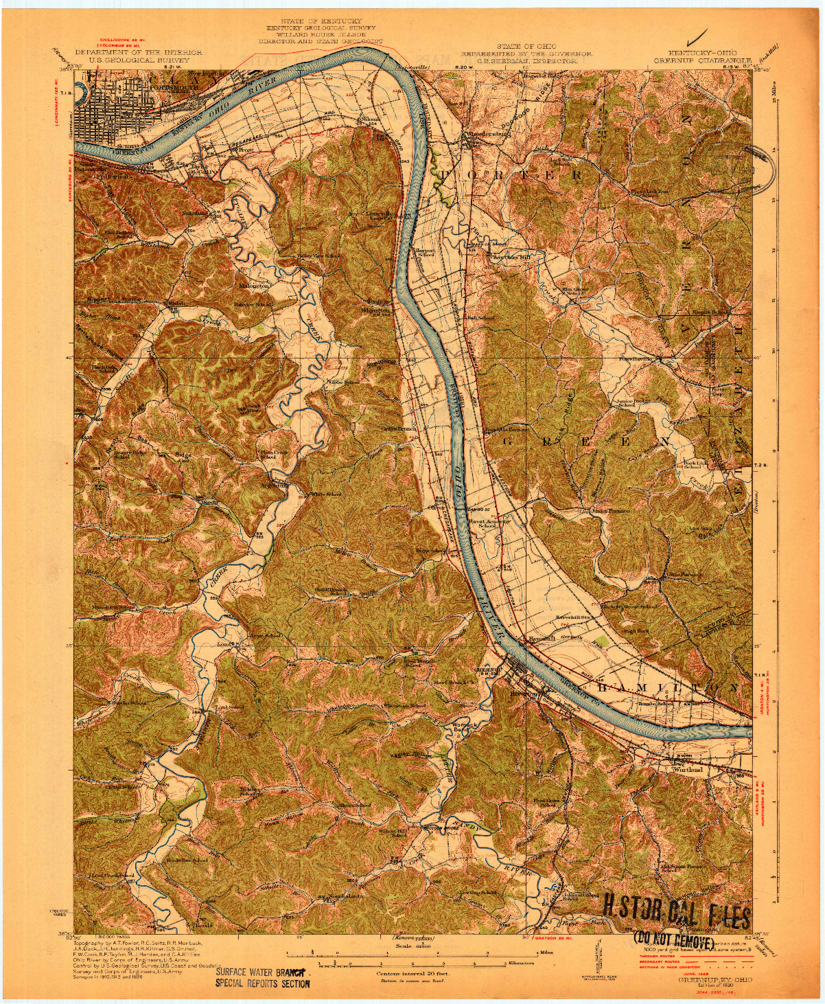 USGS 1:62500-SCALE QUADRANGLE FOR GREENUP, KY 1930