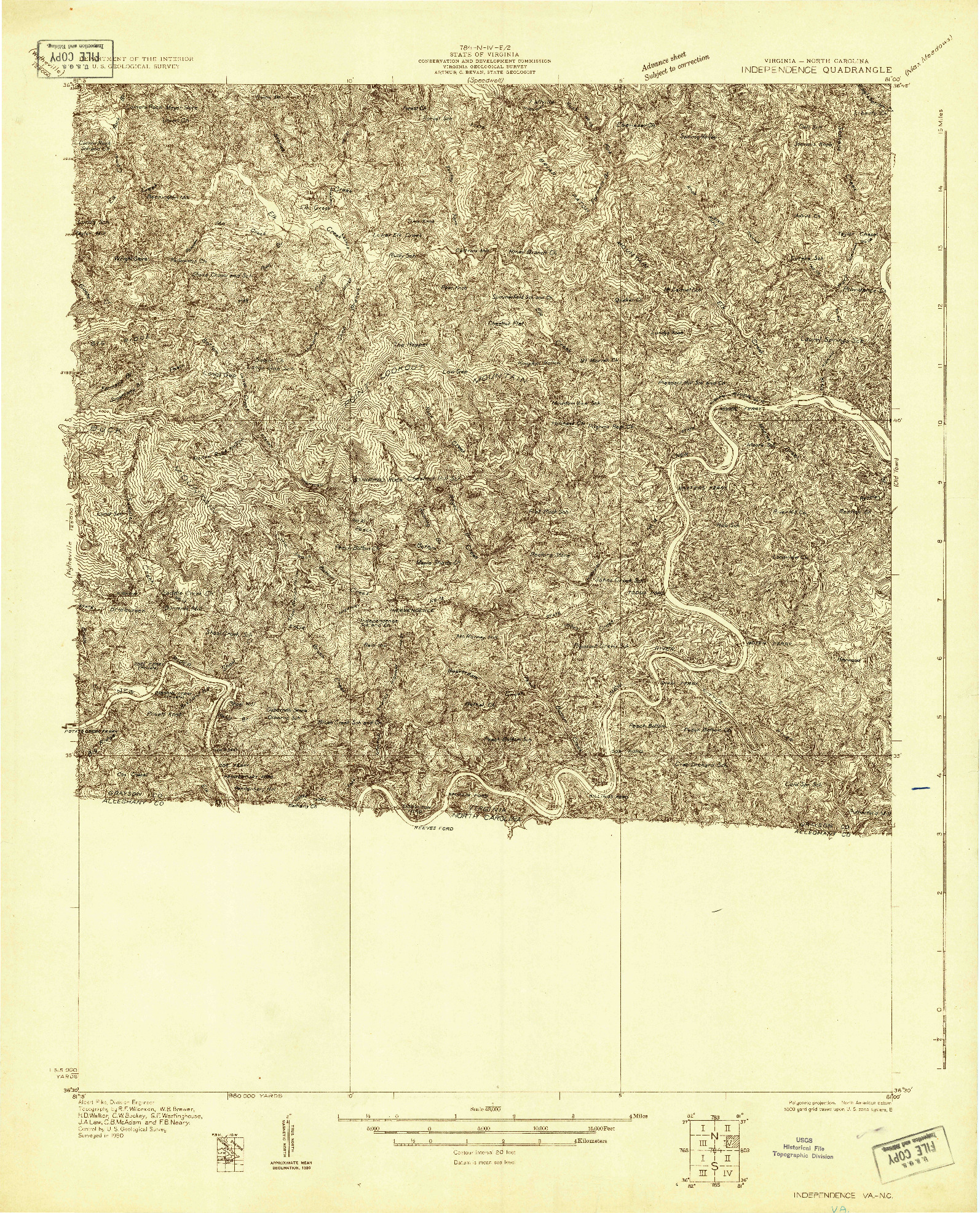 USGS 1:48000-SCALE QUADRANGLE FOR INDEPENDENCE, VA 1930