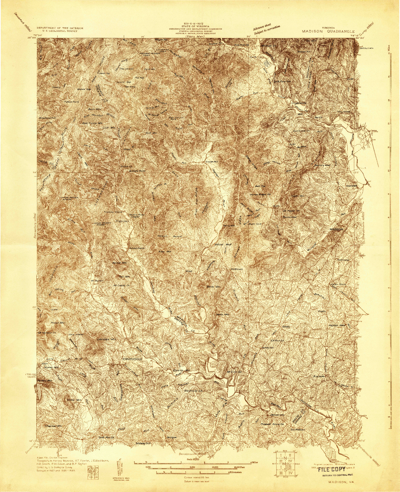 USGS 1:48000-SCALE QUADRANGLE FOR MADISON, VA 1930