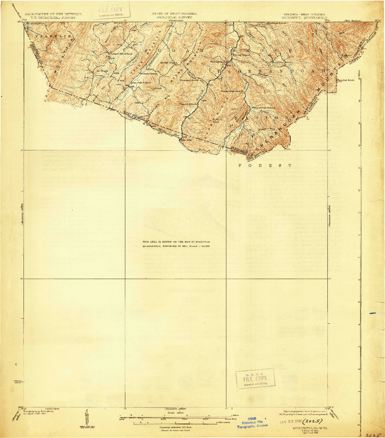 USGS 1:62500-SCALE QUADRANGLE FOR MC DOWELL, VA 1924