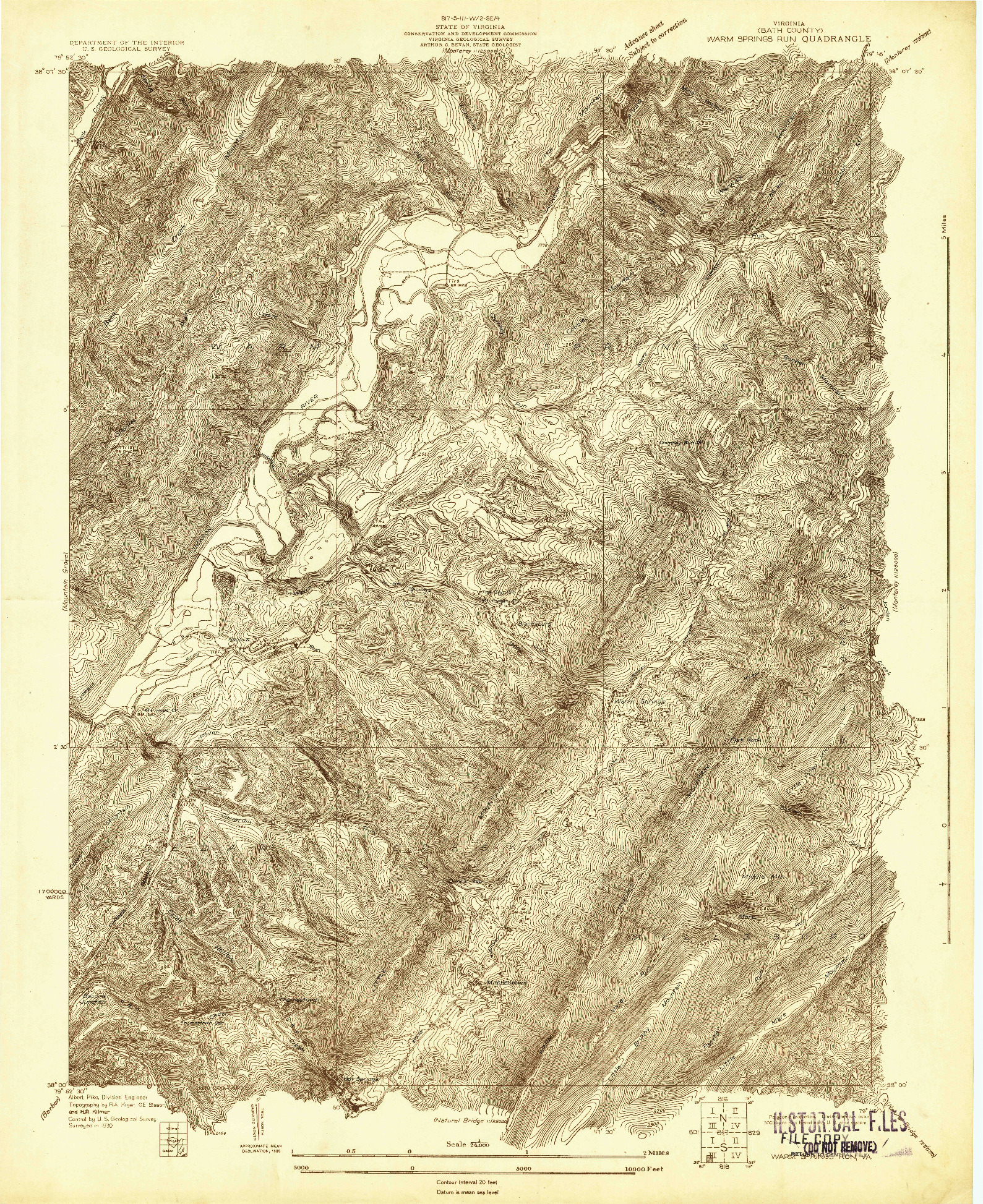 USGS 1:24000-SCALE QUADRANGLE FOR WARM SPRINGS RUN, VA 1930