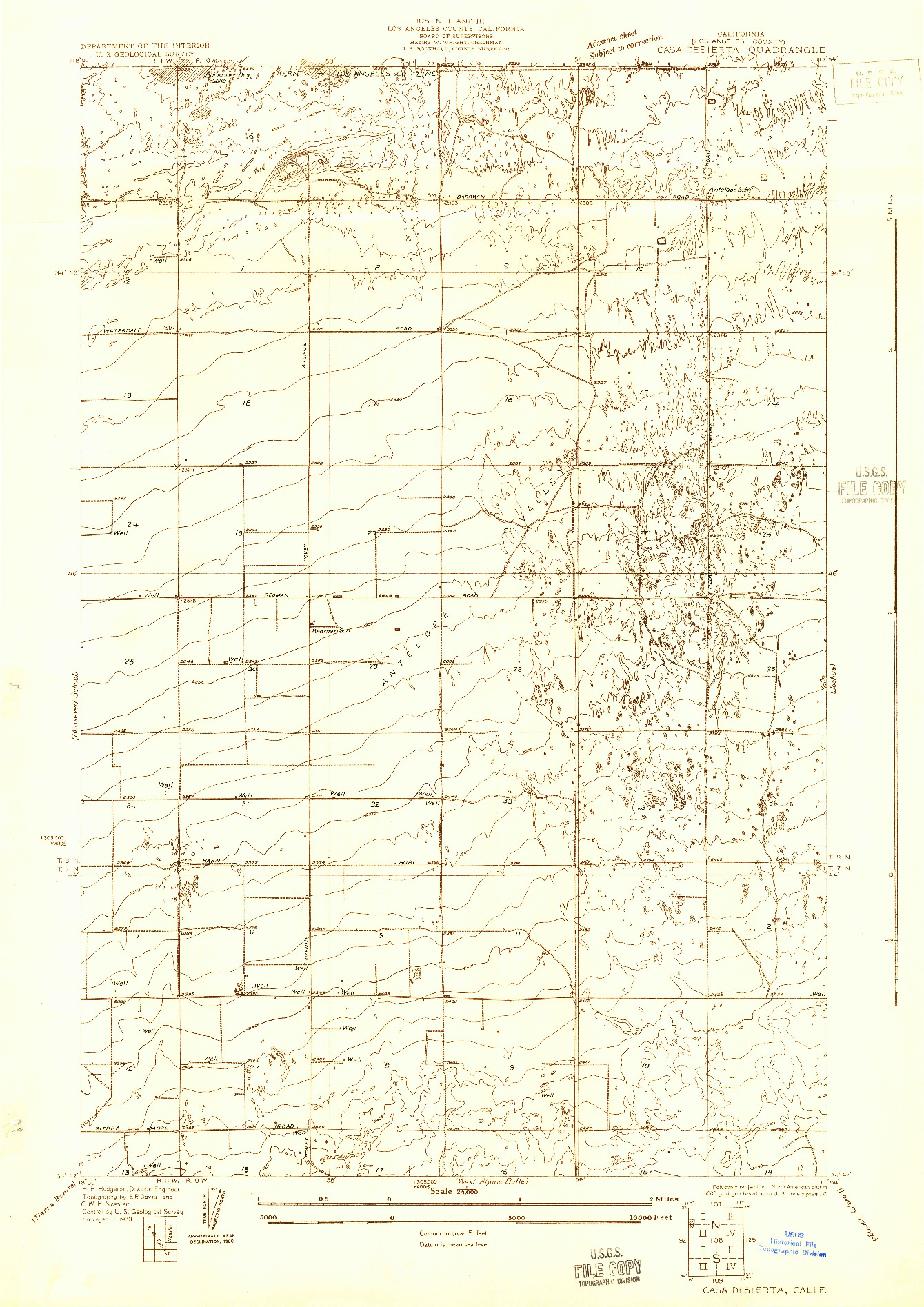 USGS 1:24000-SCALE QUADRANGLE FOR CASA DESIERTA, CA 1930