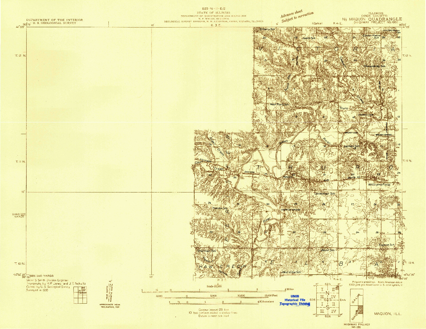 USGS 1:48000-SCALE QUADRANGLE FOR MAQUON, IL 1930