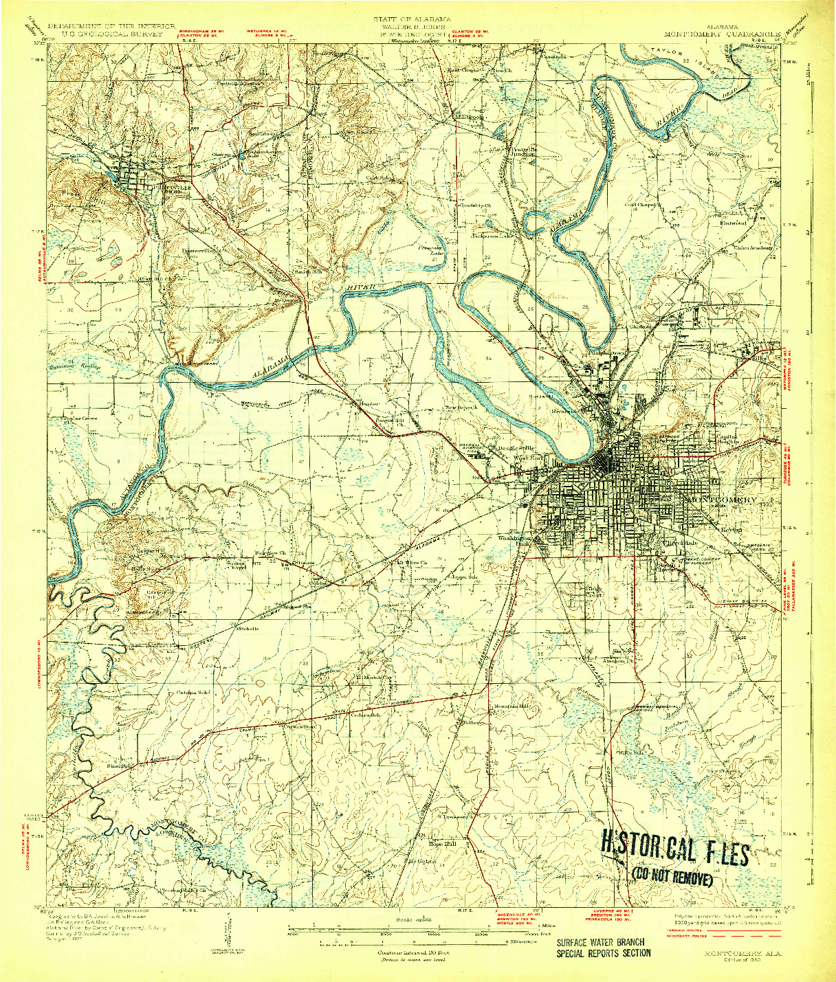 USGS 1:62500-SCALE QUADRANGLE FOR MONTGOMERY, AL 1930