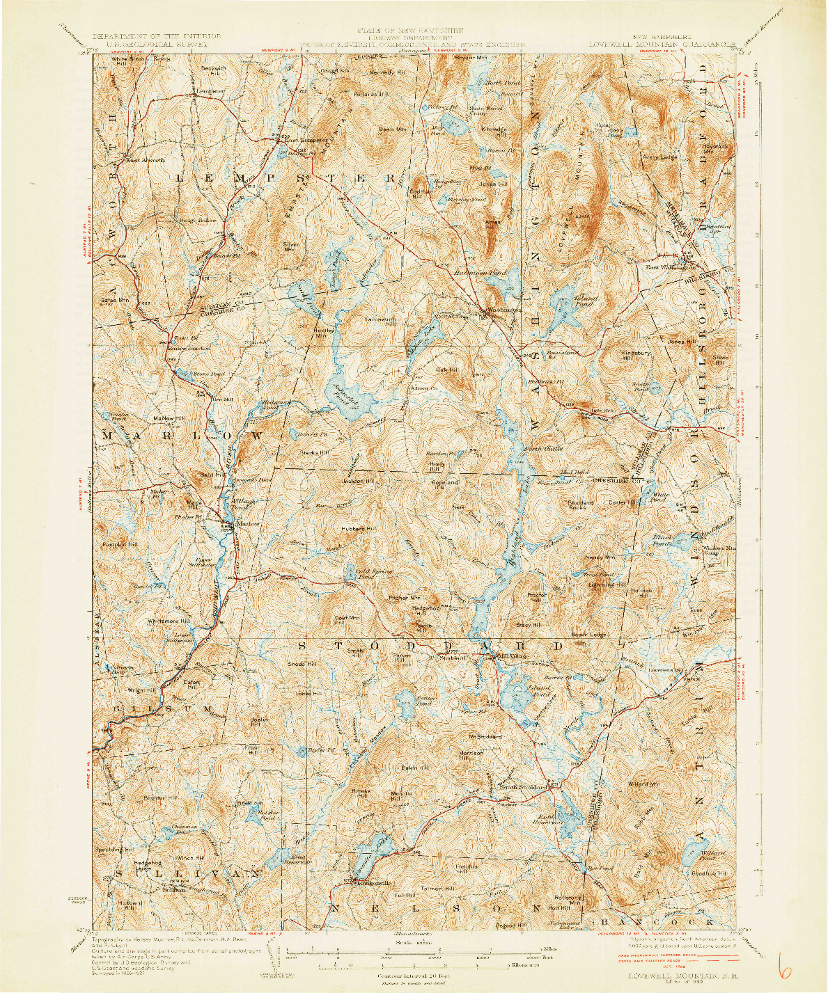 USGS 1:62500-SCALE QUADRANGLE FOR LOVEWELL MOUNTAIN, NH 1930