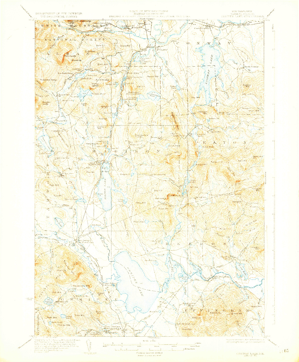 USGS 1:62500-SCALE QUADRANGLE FOR OSSIPEE LAKE, NH 1930