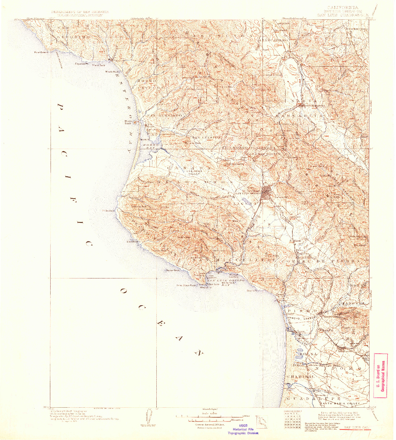 USGS 1:125000-SCALE QUADRANGLE FOR SAN LUIS, CA 1900