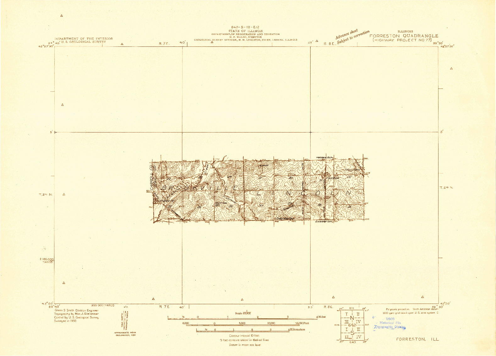 USGS 1:48000-SCALE QUADRANGLE FOR FORRESTON, IL 1930