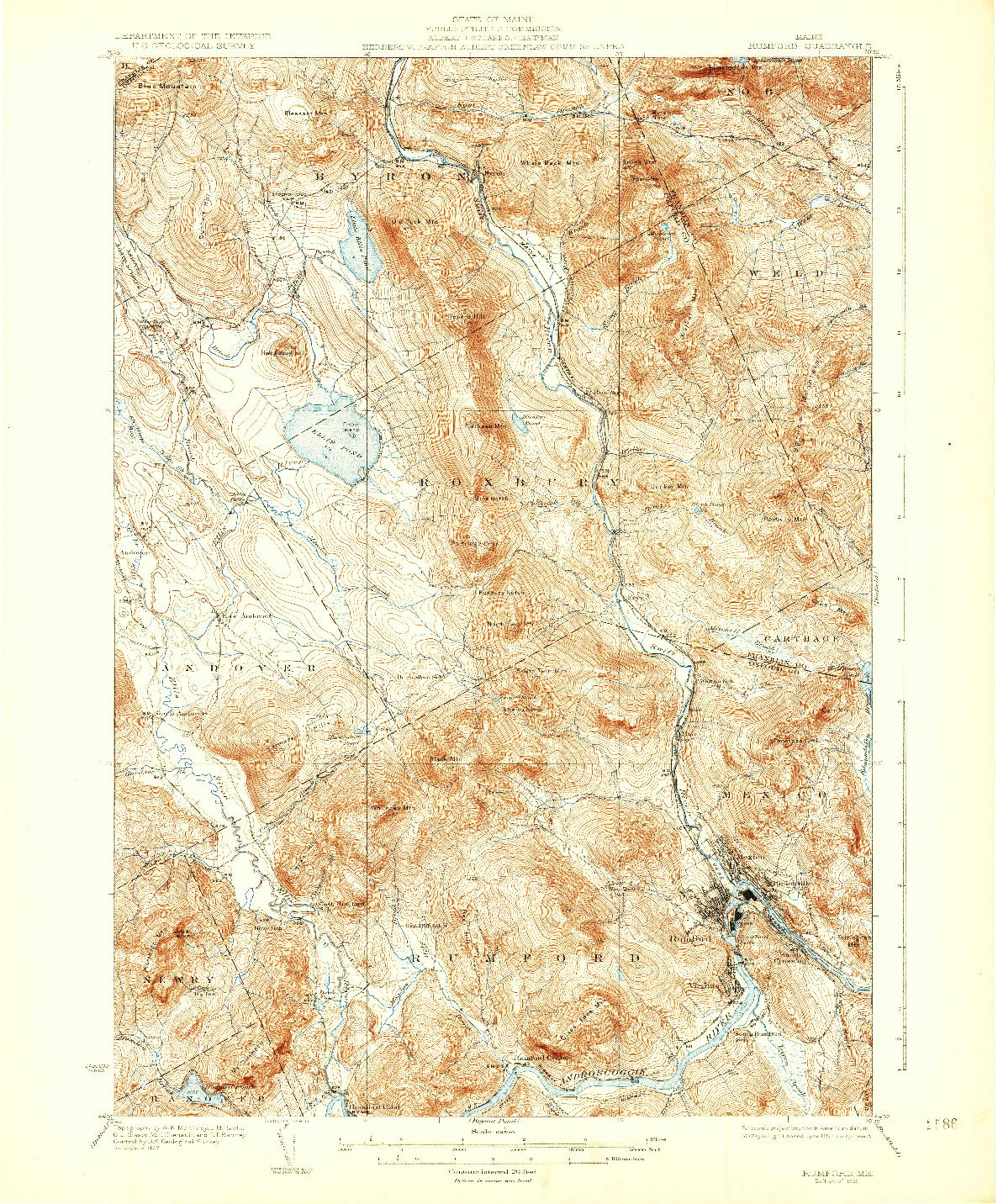 USGS 1:62500-SCALE QUADRANGLE FOR RUMFORD, ME 1930
