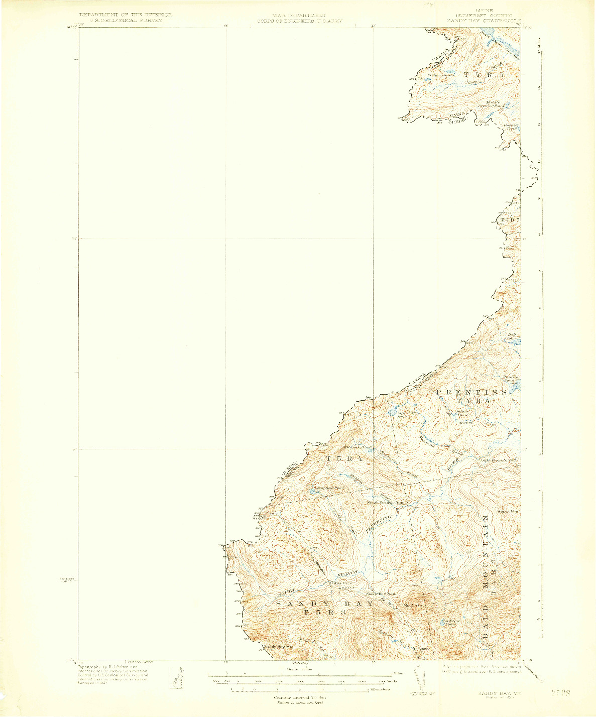 USGS 1:62500-SCALE QUADRANGLE FOR SANDY BAY, ME 1930