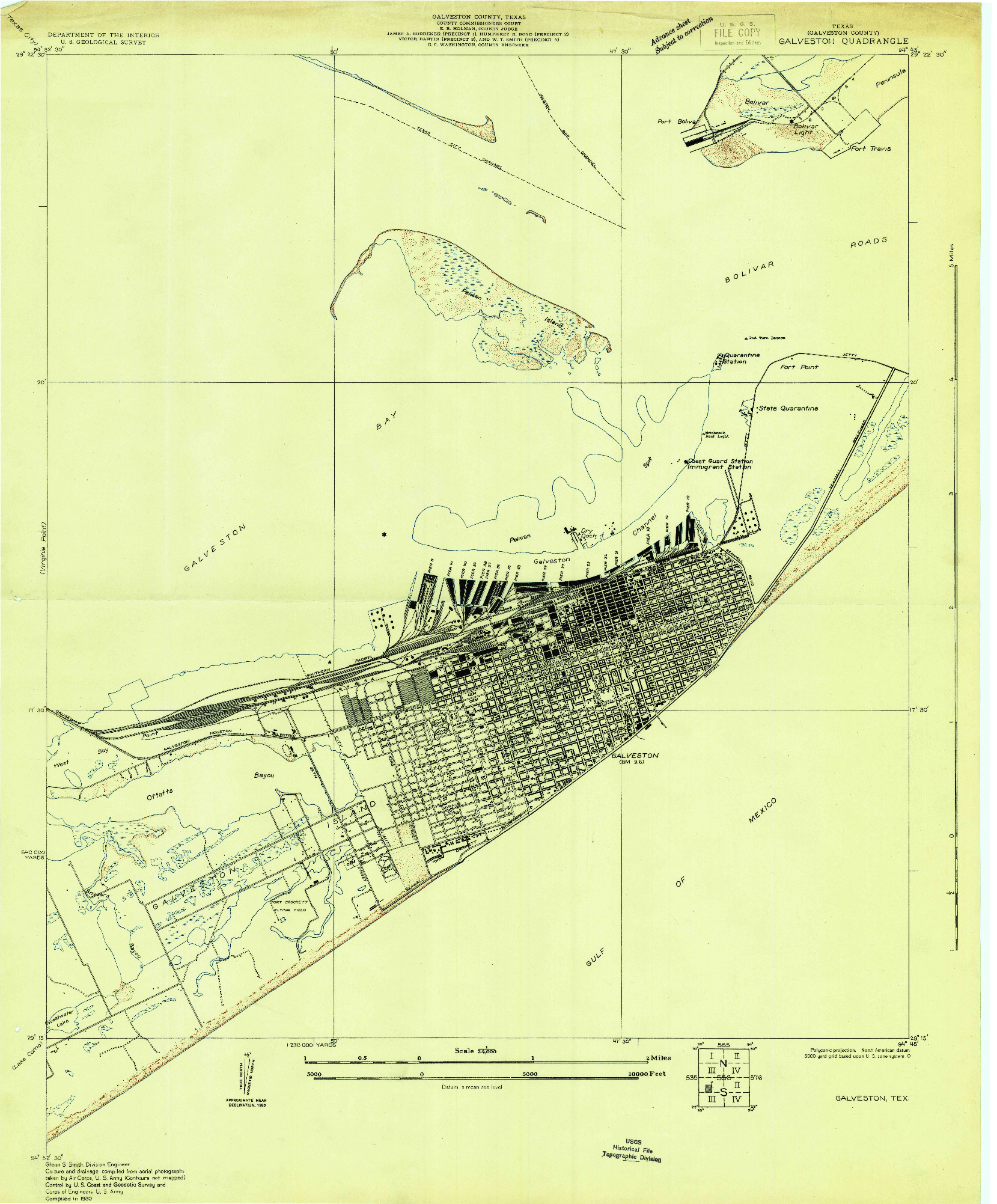 USGS 1:24000-SCALE QUADRANGLE FOR GALVESTON, TX 1930