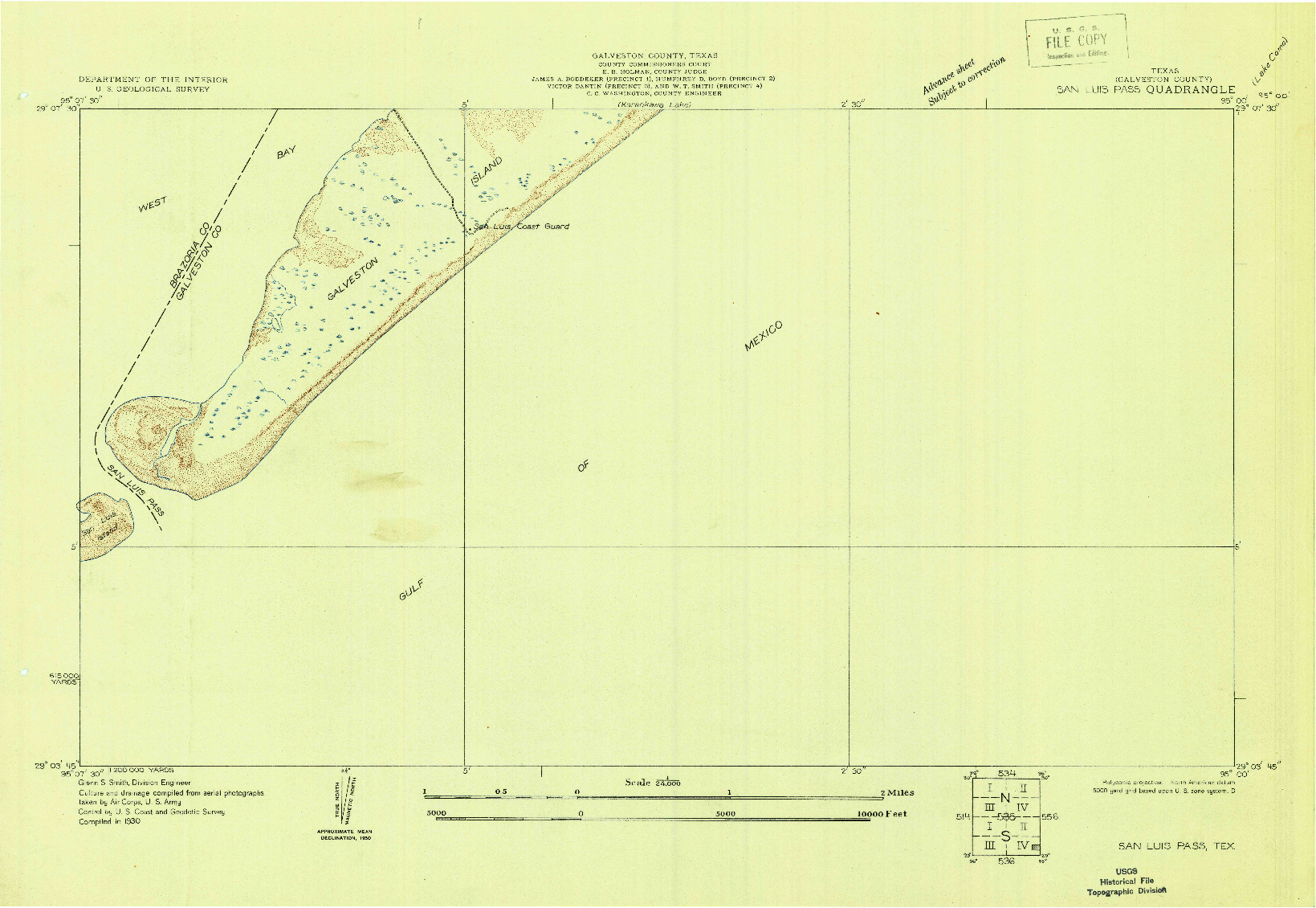 USGS 1:24000-SCALE QUADRANGLE FOR SAN LUIS PASS, TX 1930