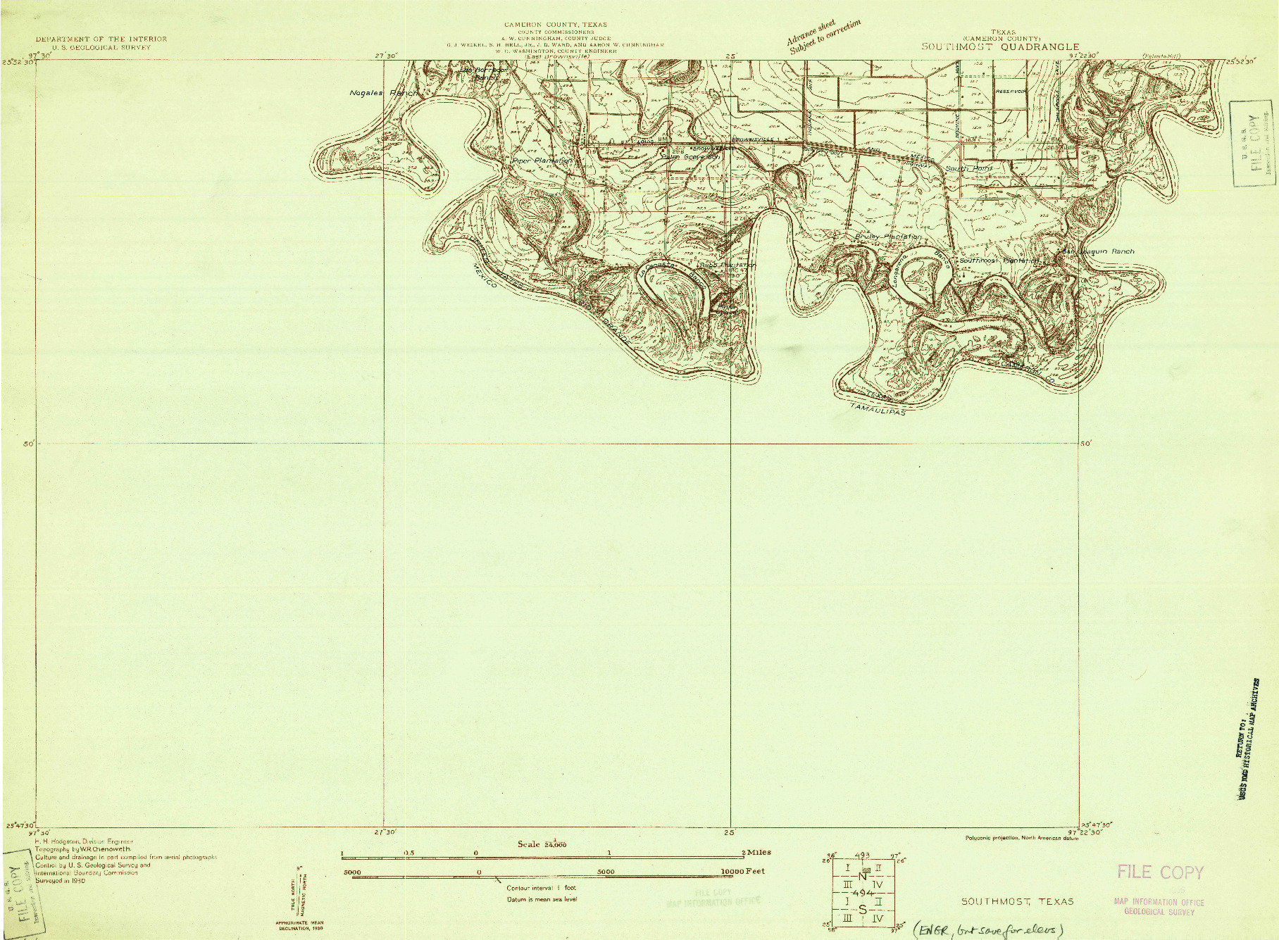 USGS 1:24000-SCALE QUADRANGLE FOR SOUTHMOST, TX 1930