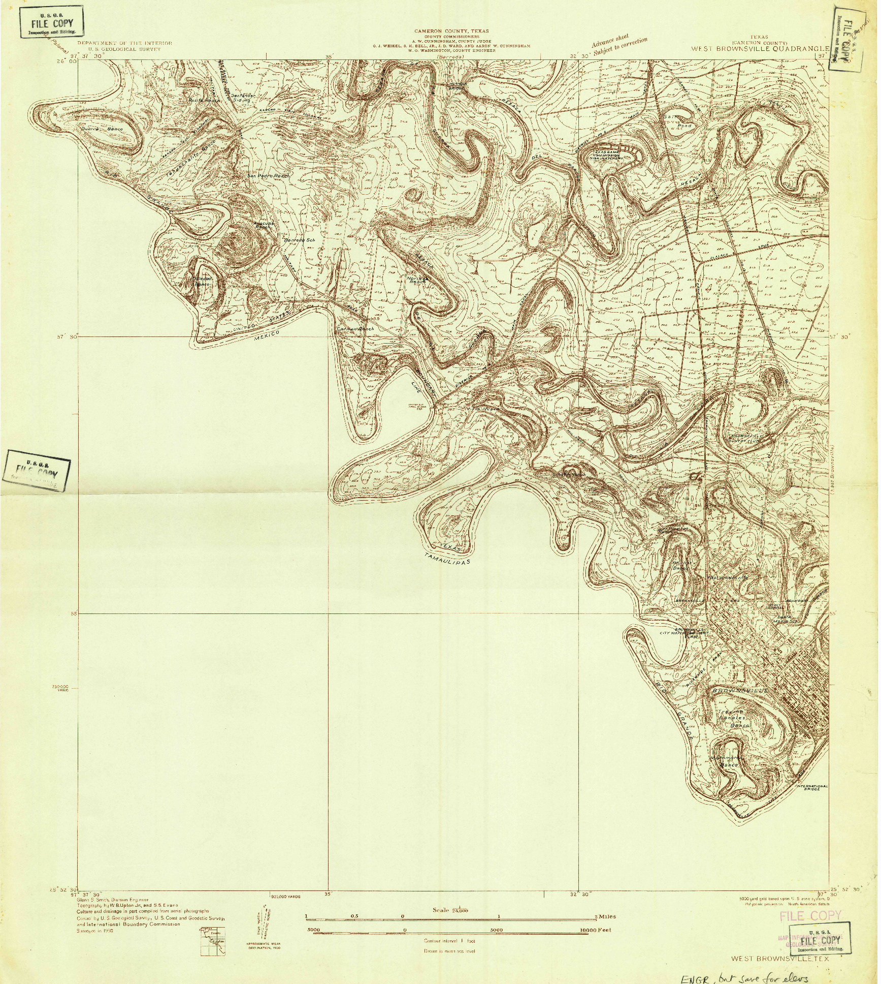 USGS 1:24000-SCALE QUADRANGLE FOR WEST BROWNSVILLE, TX 1930