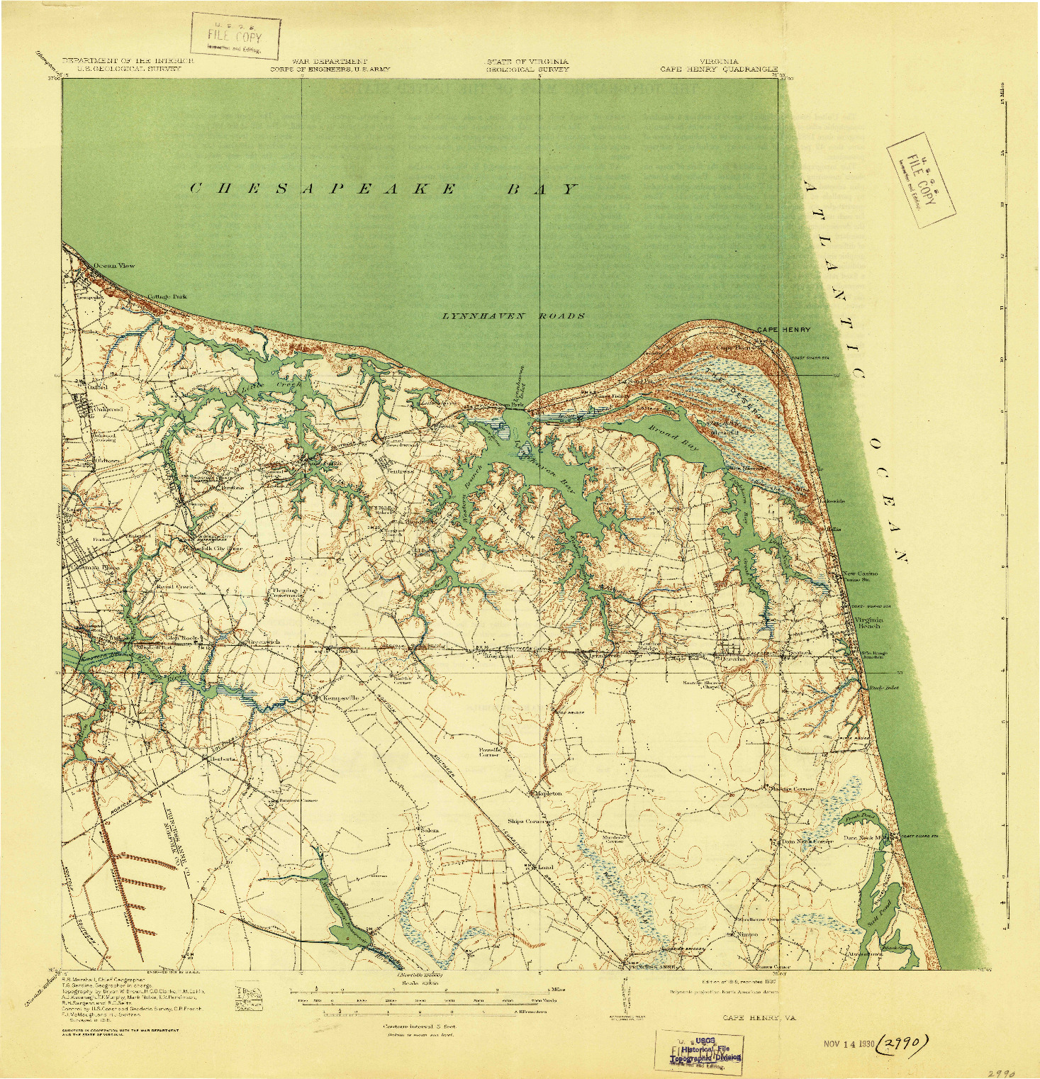 USGS 1:62500-SCALE QUADRANGLE FOR CAPE HENRY, VA 1919