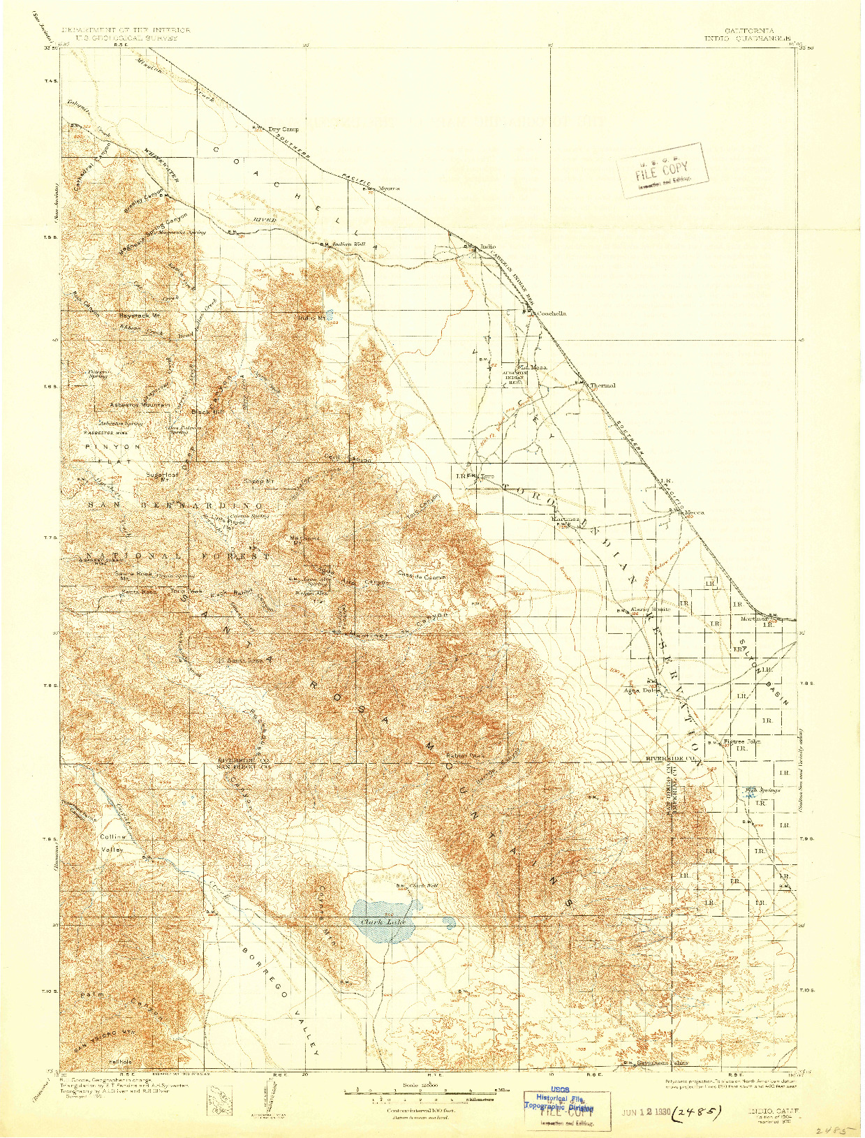 USGS 1:125000-SCALE QUADRANGLE FOR INDIO, CA 1904