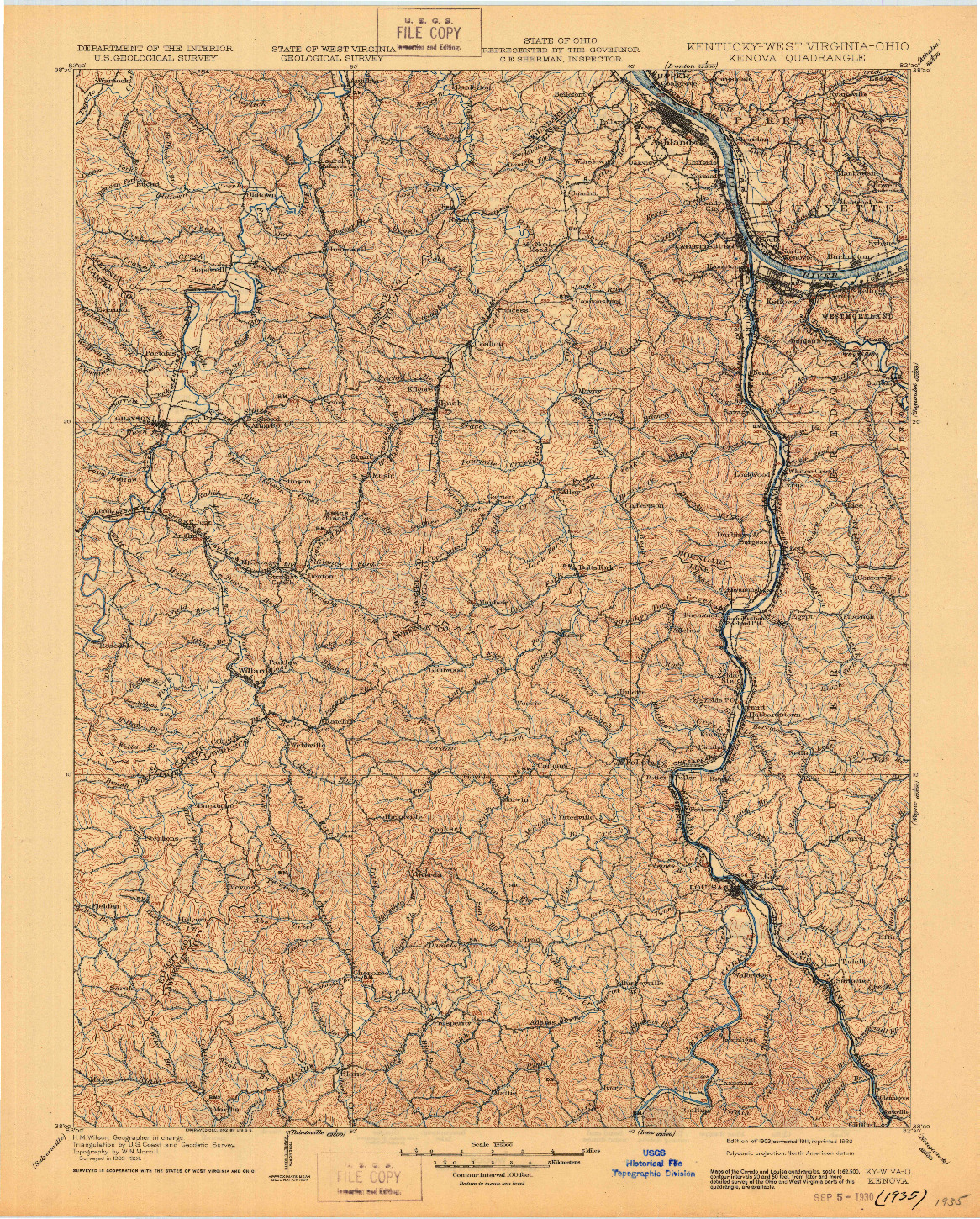 USGS 1:125000-SCALE QUADRANGLE FOR KENOVA, KY 1903