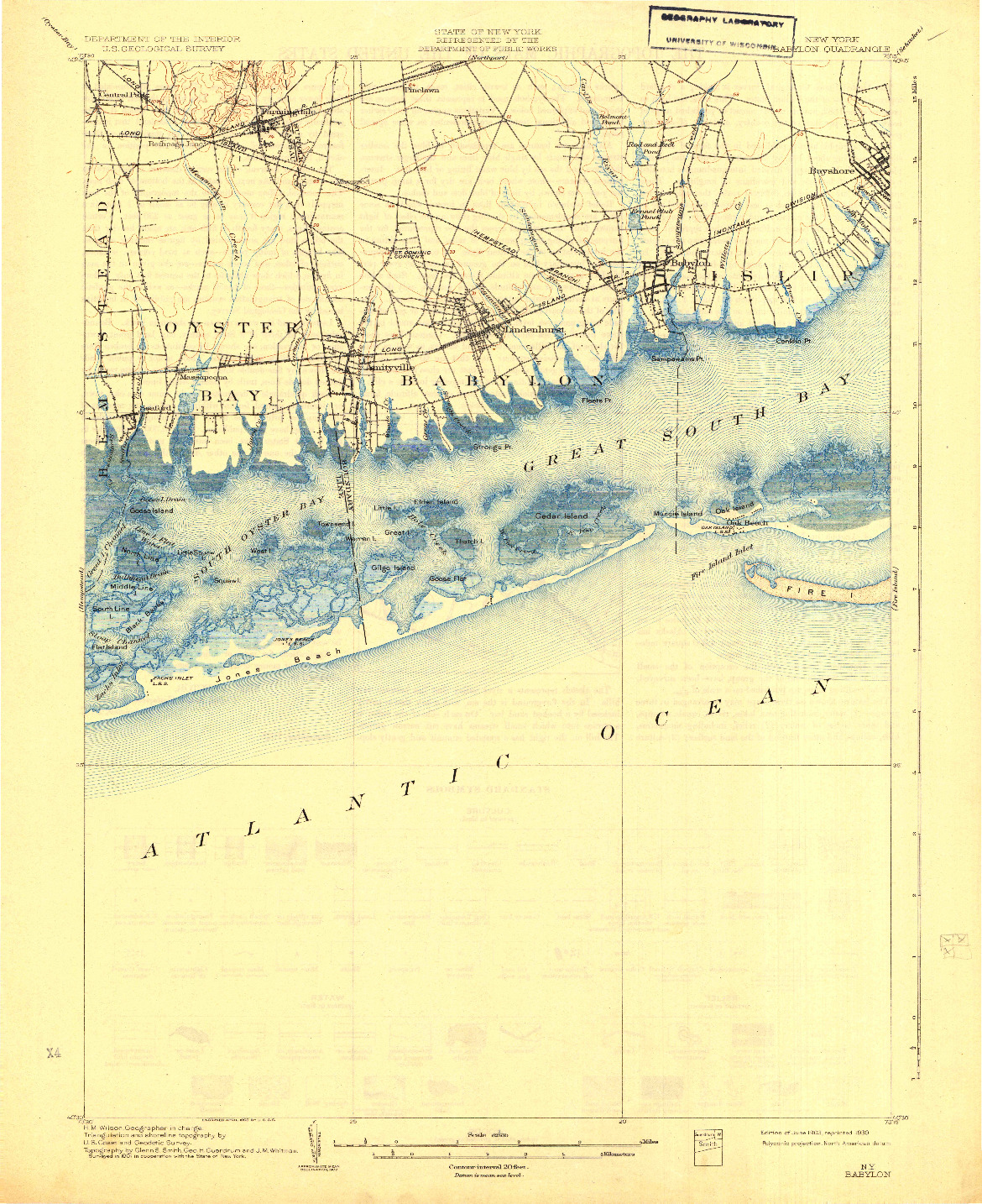 USGS 1:62500-SCALE QUADRANGLE FOR BABYLON, NY 1903