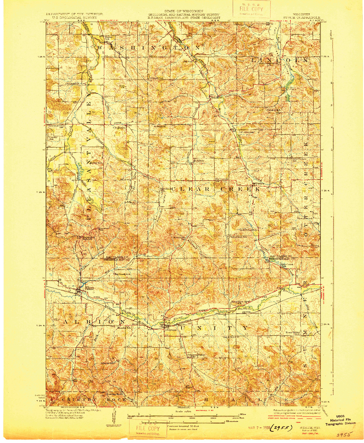 USGS 1:62500-SCALE QUADRANGLE FOR STRUM, WI 1930