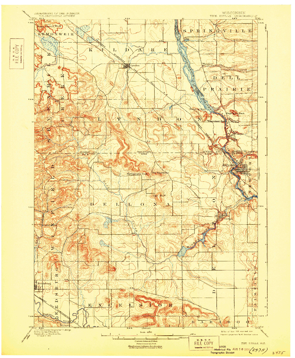 USGS 1:62500-SCALE QUADRANGLE FOR THE DELLS, WI 1901