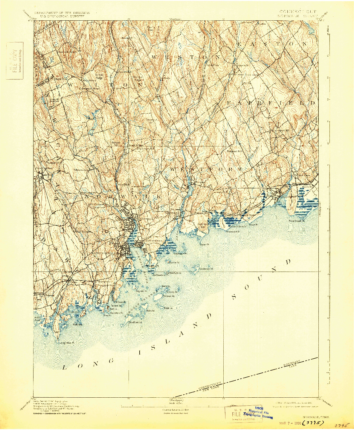 USGS 1:62500-SCALE QUADRANGLE FOR NORWALK, CT 1893
